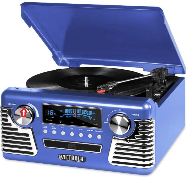 Victrola Haley - Retro Bluetooth Record Player with CD Player - Black | Plays vinyl, CD and AM/FM radio through built-in stereo speakers, 1950s retro design, Bluetooth and aux streaming customer photo 1