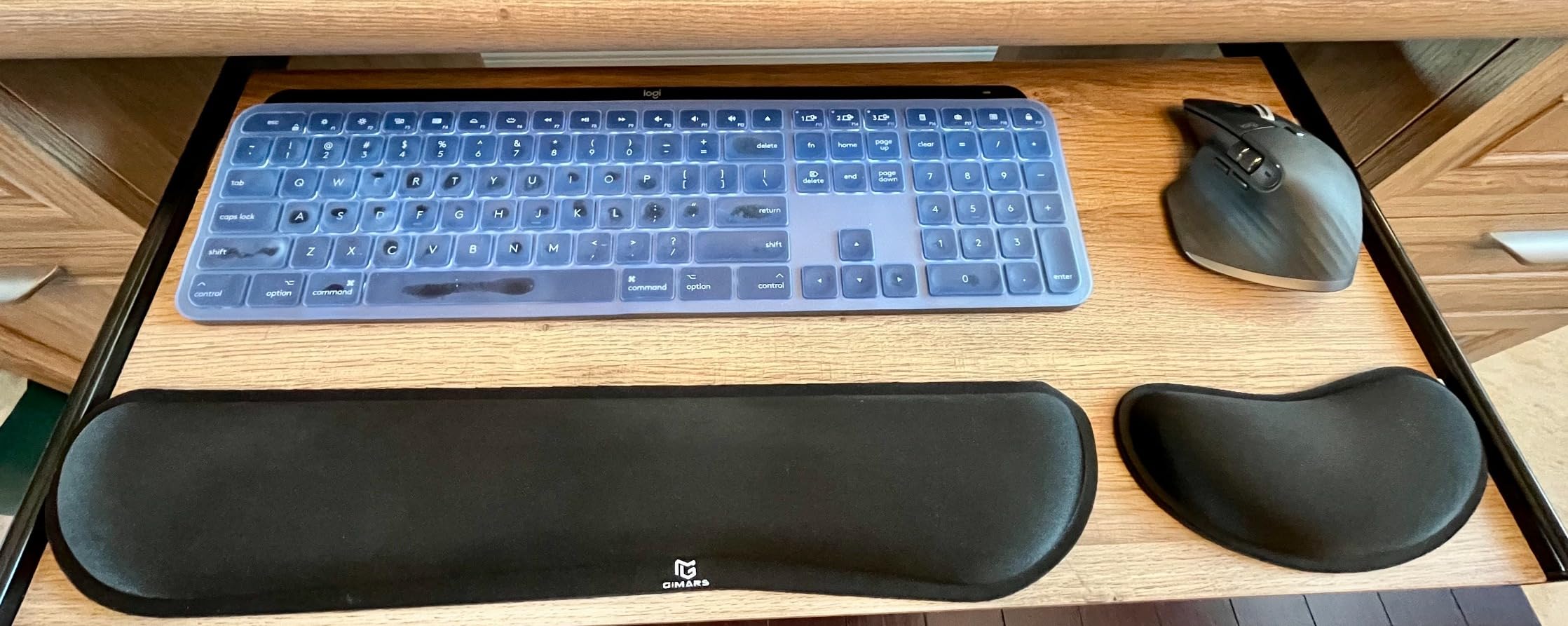 Gimars Upgrade Enlarge Silky and Superfine Fabric Gel Memory Foam Keyboard Wrist Rest Set, Ergonomic Keyboard Mouse Wrist Support for Typing Pain Relief, Comfort for Office, Gaming, Computer, Black customer photo 1