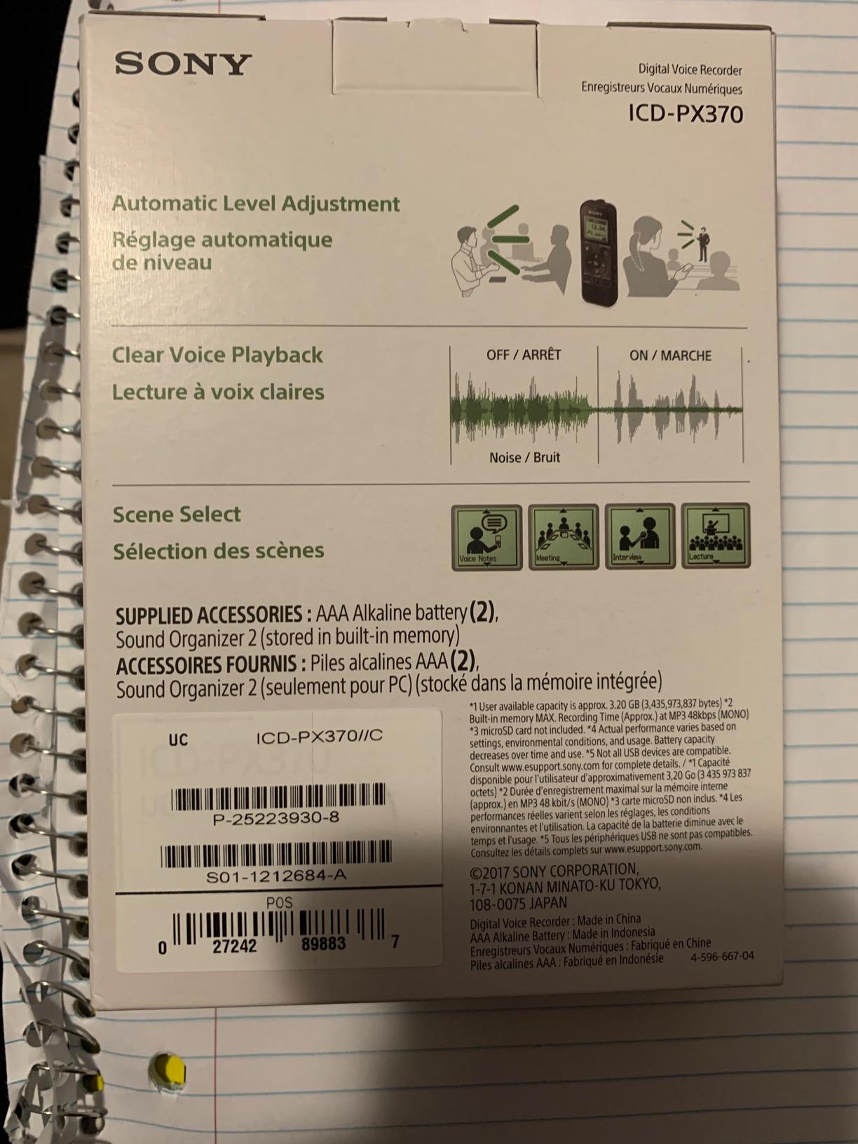 Sony ICD-PX370 Mono Digital Voice Recorder with Built-In USB customer photo 2