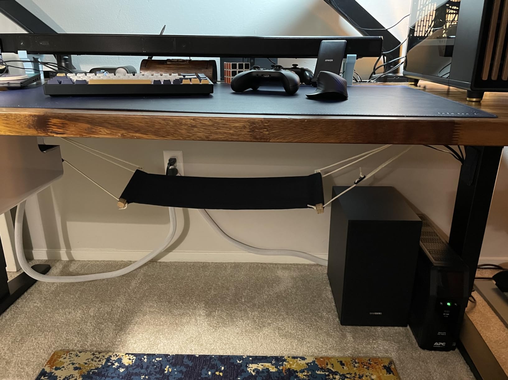 DMcore Canvas Foot Rest Hammock, Adjustable Mini Foot Rest Stand Under Desk Home Office (Black) customer photo 2