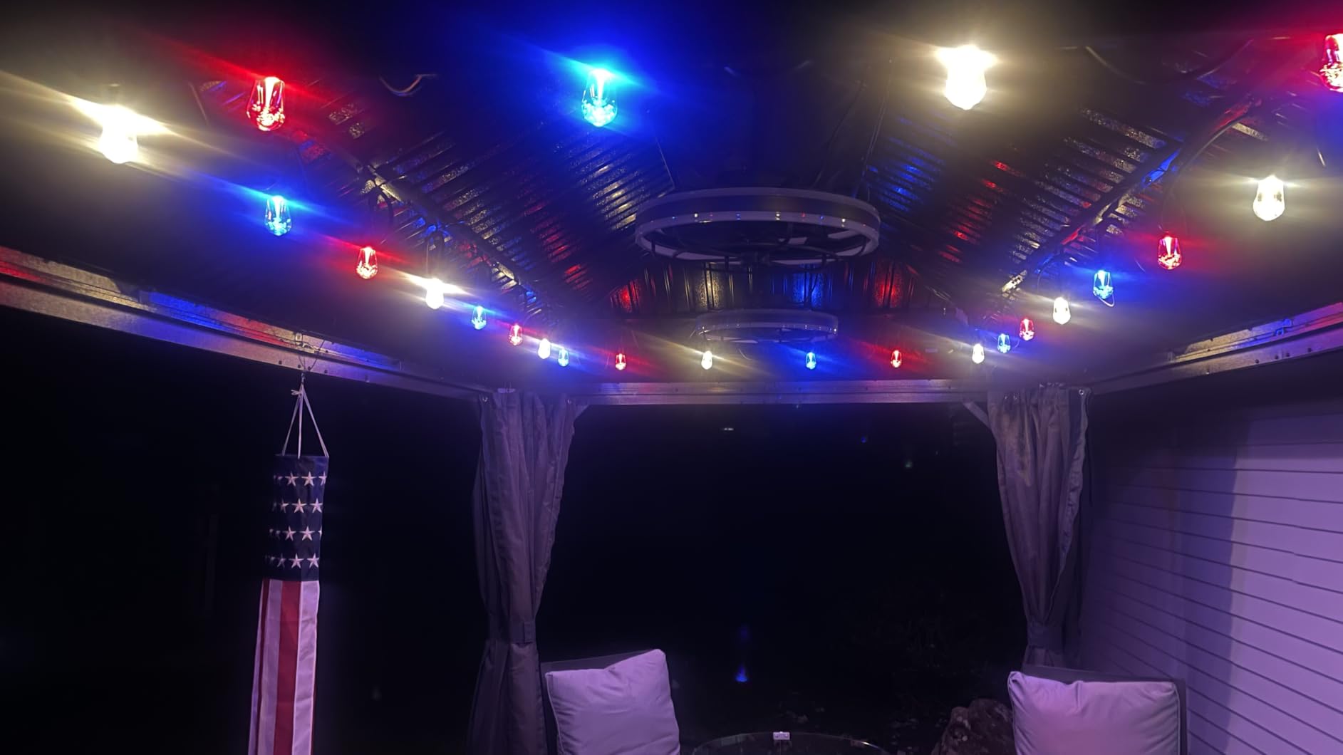 Enbrighten Vintage Outdoor String Lights, 48ft, 24 RGB Acrylic Bulbs, Weatherproof, RF Remote Control, Perfect for Holidays, Gameday, Parties, and More, 37790 customer photo 1
