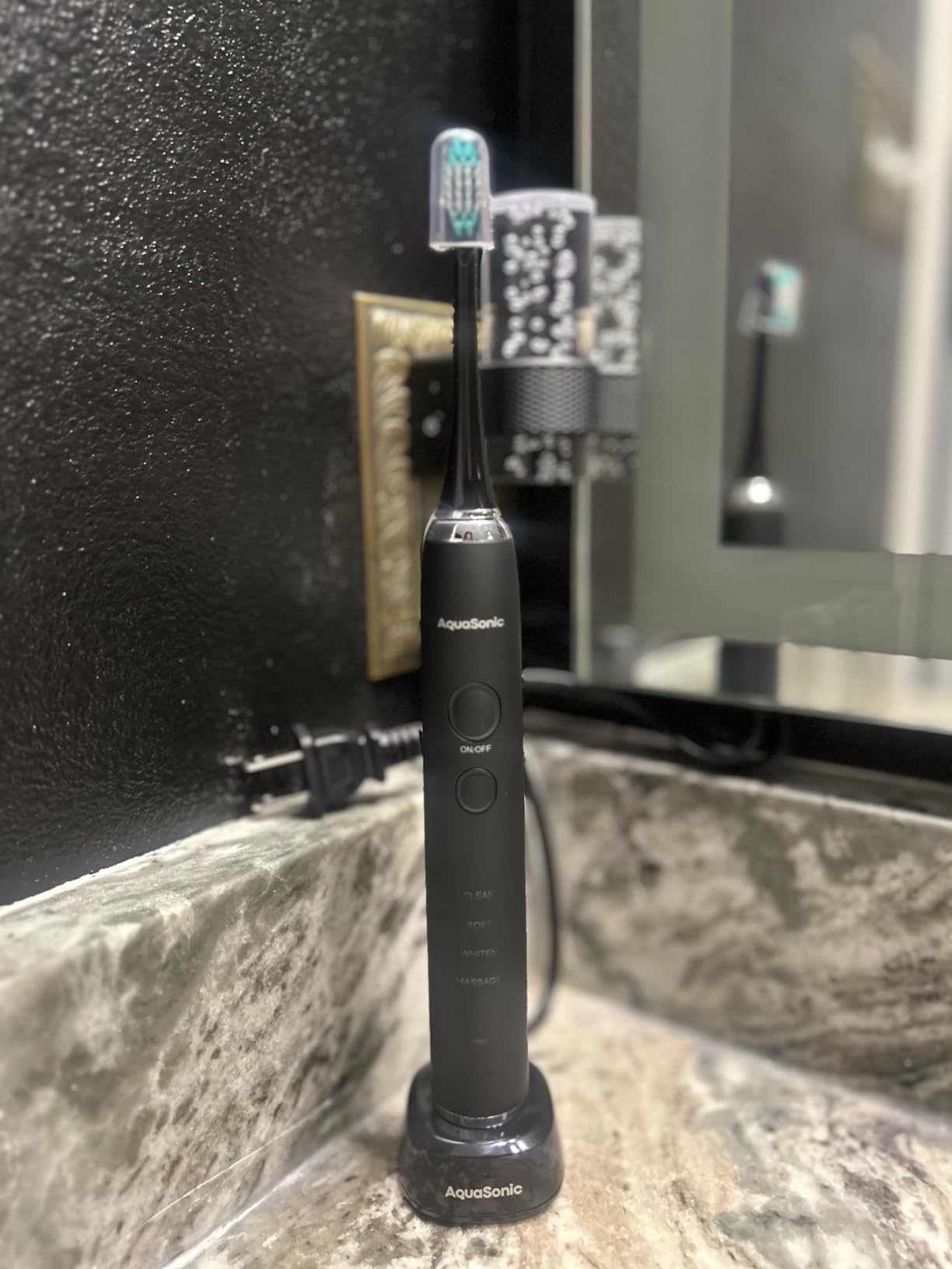 Aquasonic Black Series Ultra Whitening Toothbrush - ADA Accepted, 8 Brush Heads & Travel Case, 40,000 VPM, Wireless Charging, 4 Modes customer photo 1