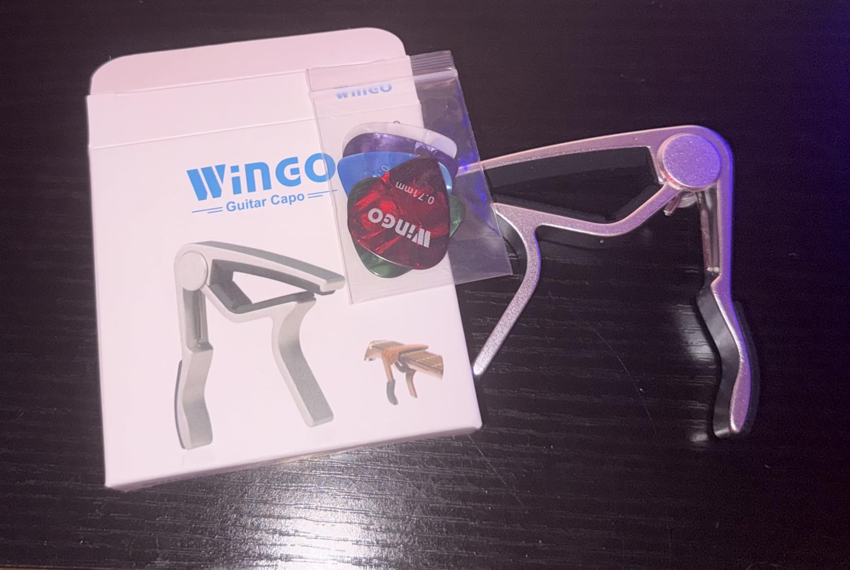 WINGO Guitar Capo for Acoustic Electric Guitars-Rosewood Color with 5 Picks customer photo 1