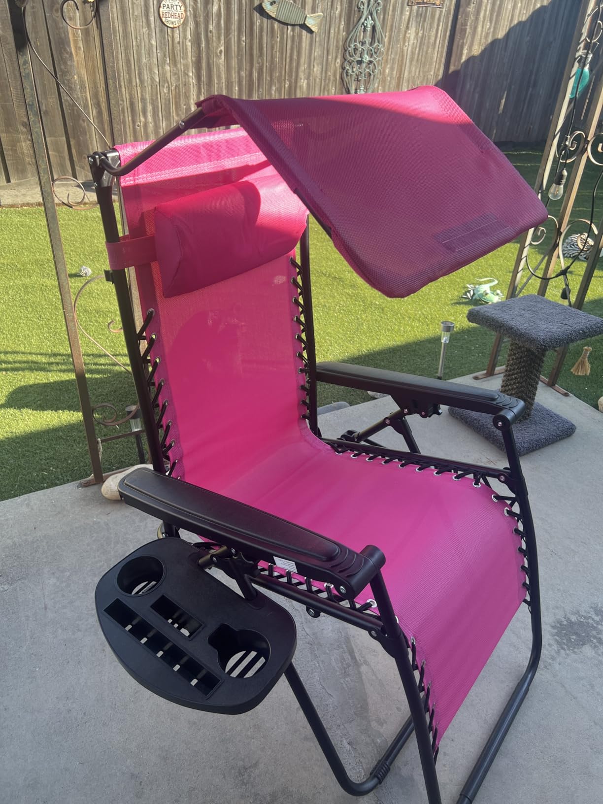Best Choice Products Folding Zero Gravity Outdoor Recliner Patio Lounge Chair w/Adjustable Canopy Shade, Headrest, Side Accessory Tray, Textilene Mesh - Gray customer photo 2