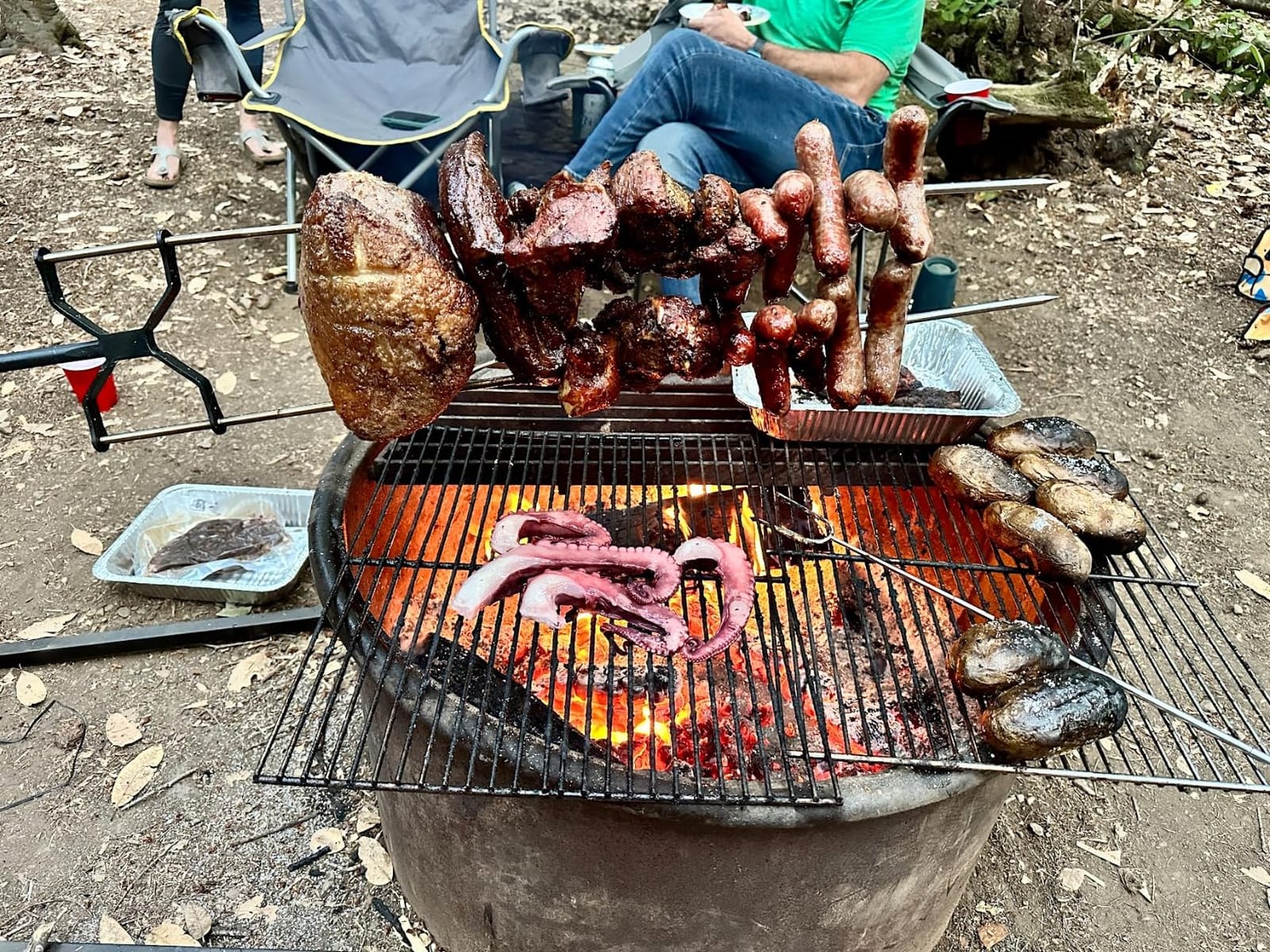 KANKA Rotisserie Grill Kit - Heavy Duty Portable Spit Roaster with Electric Motor - Works with Fire Pits, Campfires, Charcoal & Gas Grills - 22LB Capacity, Stainless Steel - Includes Carrying Bag customer photo 1