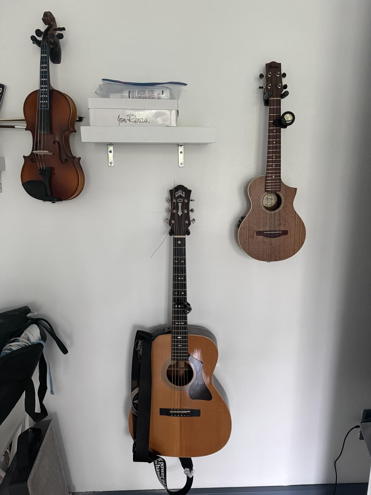 Guitar Wall Hanger Stands Ukulele Wall Mount 2 Pack Violin Hook Keep Holder Display Rack Bracket for Most Guitar Bass Accessories customer photo 1
