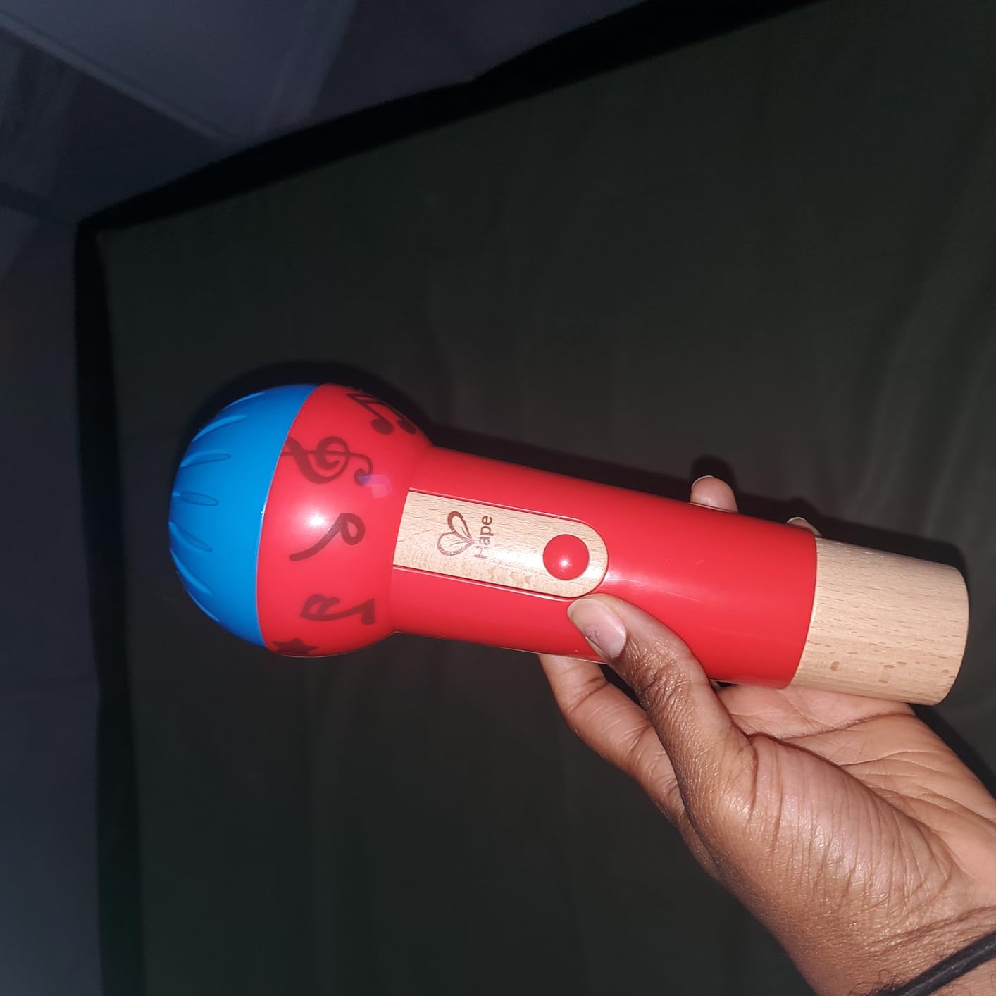 Hape Mighty Echo Microphone | Battery-Free Voice Amplifying Microphone Toy for Kids 1 Year & Up, Red, Model Number: E0337 customer photo 1