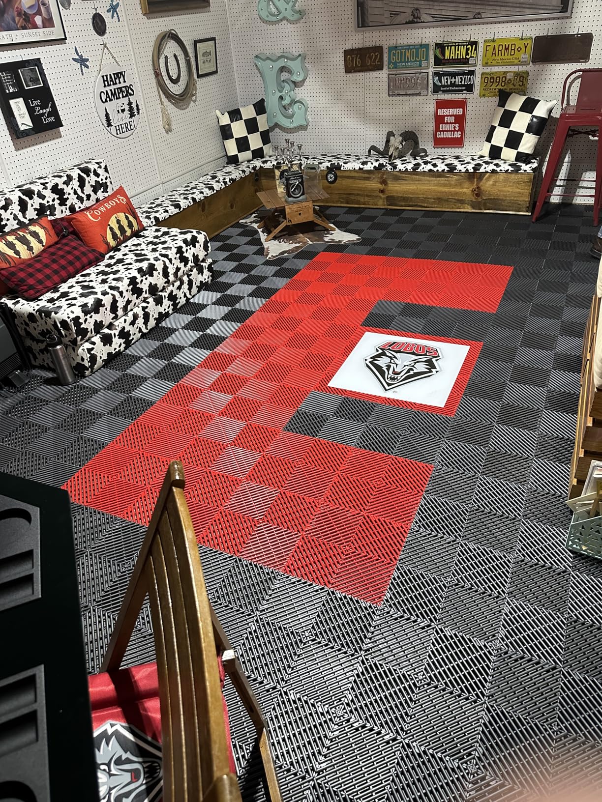 Big Floors RaceDeck Garage Floor Tiles, Interlocking Garage Flooring, Free-Flow Self-Draining Non-Slip Heavy-Duty Copolymer, Easy Install (Black, 48 Pack of 12 x 12