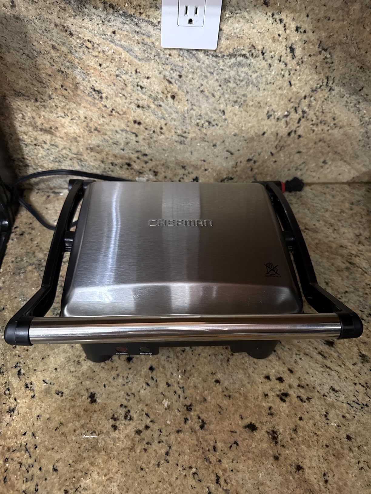 Chefman Panini Press Grill and Gourmet Sandwich Maker Non-Stick Coated Plates, Opens 180 Degrees to Fit Any Type or Size of Food, Stainless Steel Surface and Removable Drip Tray, 4 Slice, Black customer photo 2