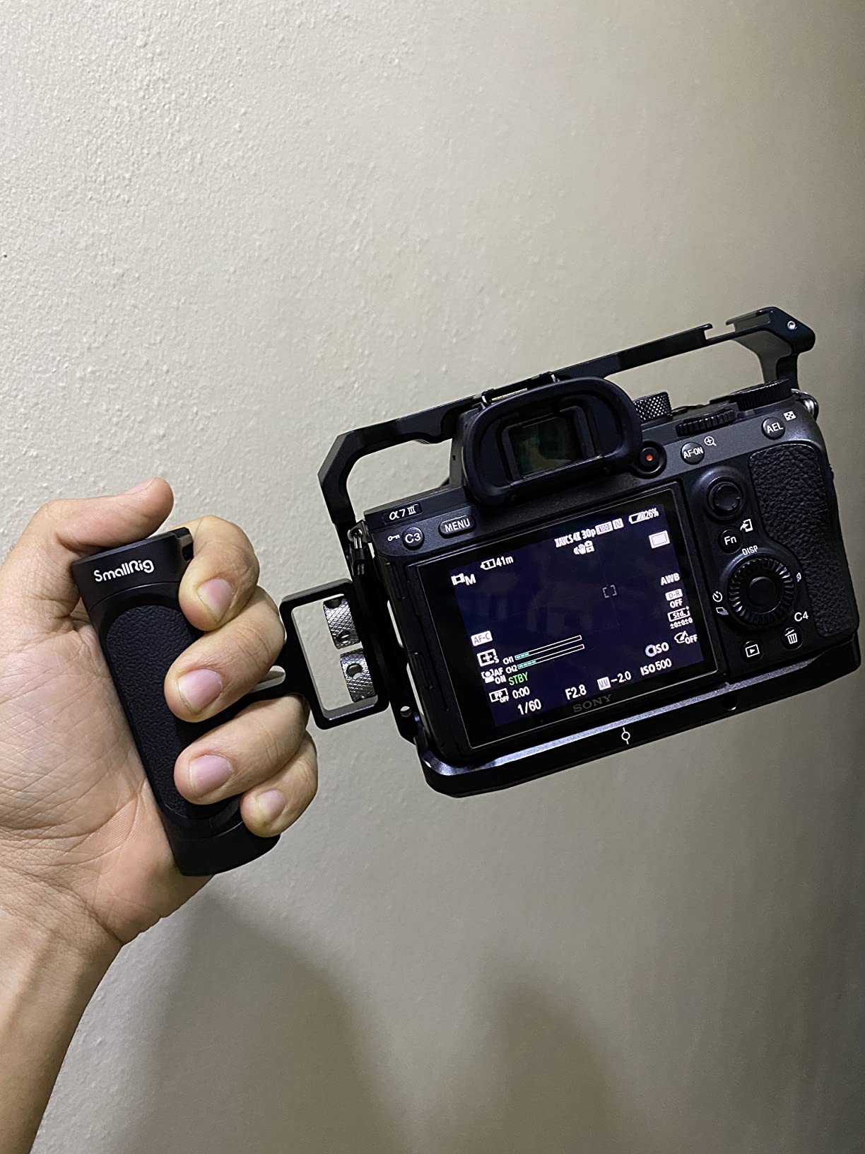 A7RIII / A7III / A7M3 Camera Cage for Sony A7RIII / A7III / A7M3 Camera (ILCE-7RM3 / A7R Mark III), w/Shoe Mount, Built-in NATO Rail, Accessible for Sony XLR-K2M/K1M, Black - 2087 customer photo 2