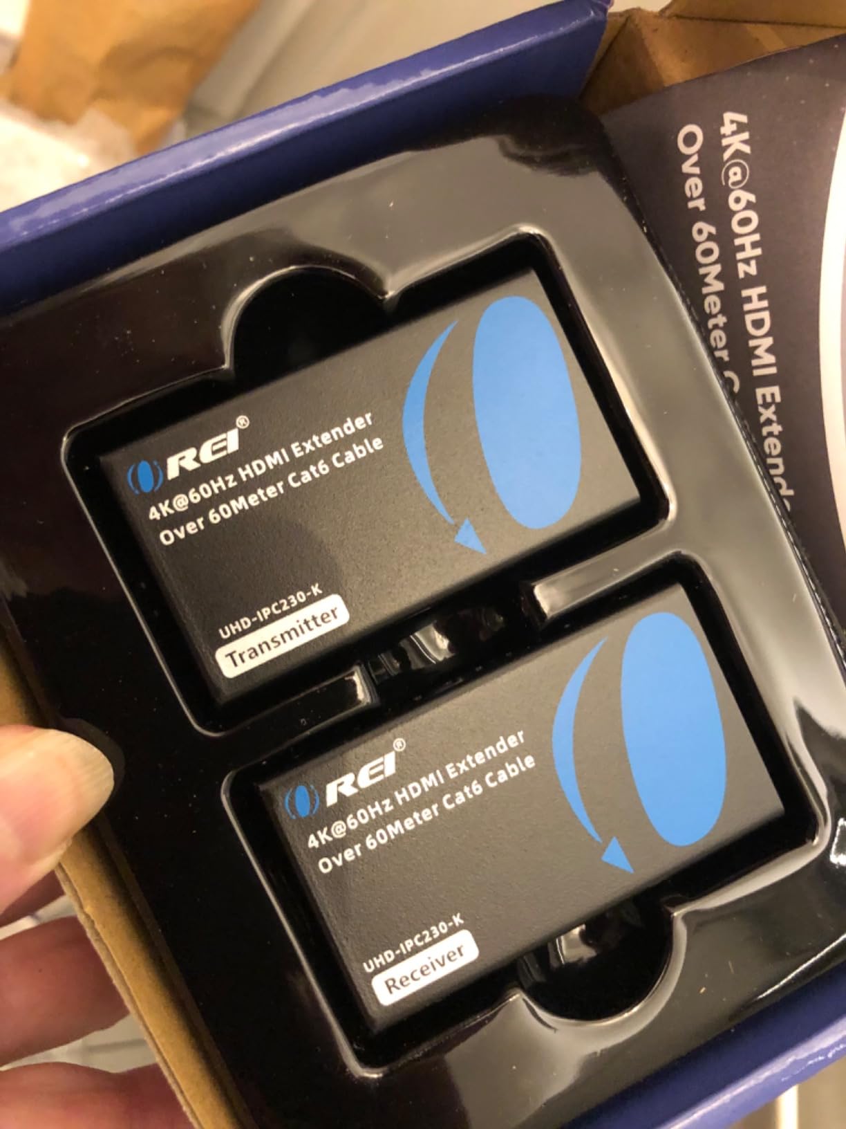 OREI HDMI Over Ethernet Extender via CAT6 4K, 230ft POC, 1-Way IR, HDR HLG | HDMI Balun 4K - HDMI 2.0, 18Gbps, HDCP 2.3, 4K60Hz, 12-Bit Color, LPCM, DTS, Dolby Digital, ESD Protection, Metal Housing customer photo 2