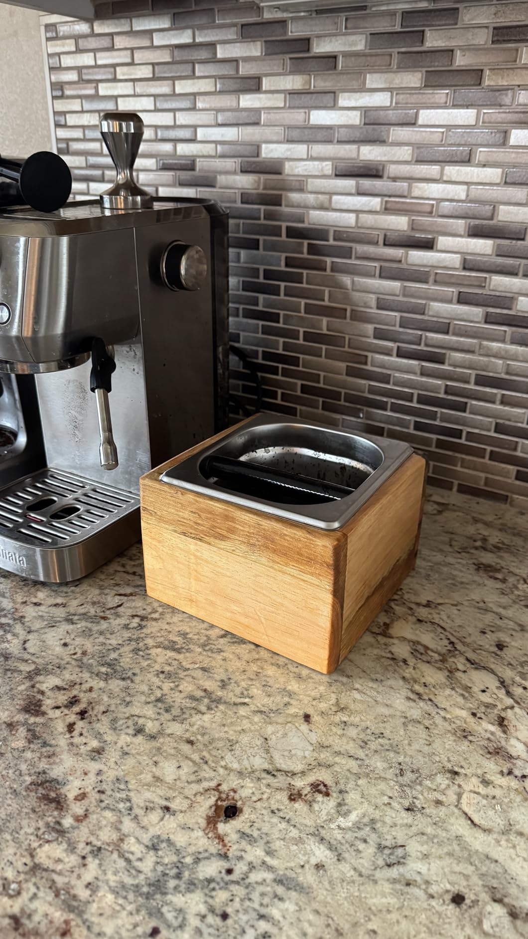 Coffee Knock Box Stainless Steel, 6.9 Inch Espresso Knock Box, 1.5L Large Capacity for Home Barista and Coffee Bar customer photo 1