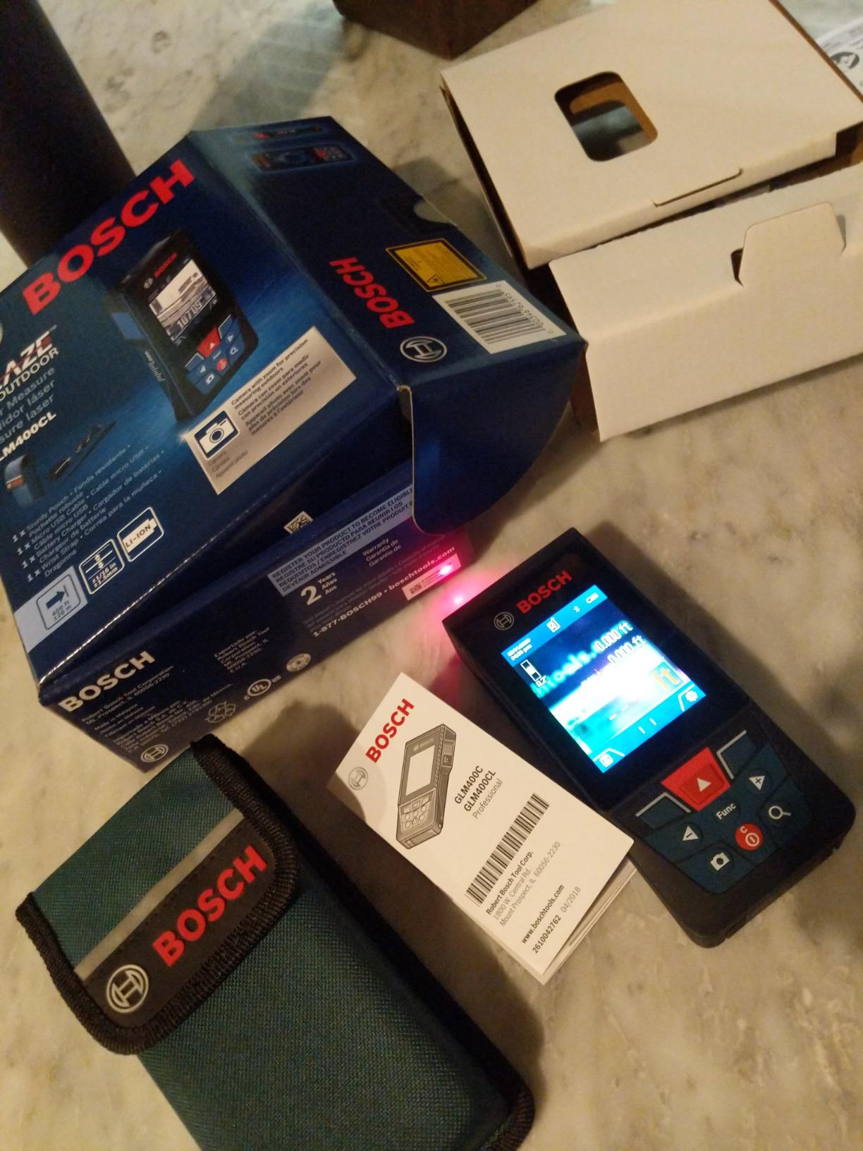 BOSCH PRO GLM400CL Blaze Outdoor 400 Ft. Connected Laser Measure | Real-time measurement, backlit color display, 1/16 in. accuracy, contractors, stable mounting, surveying, construction customer photo 2
