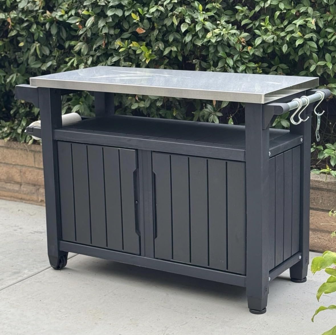 Keter Unity XL Portable Outdoor Table with Stainless Steel Top for Kitchen Prep and Outdoor Storage Cabinet for Grilling Accessories, Dark Grey customer photo 2