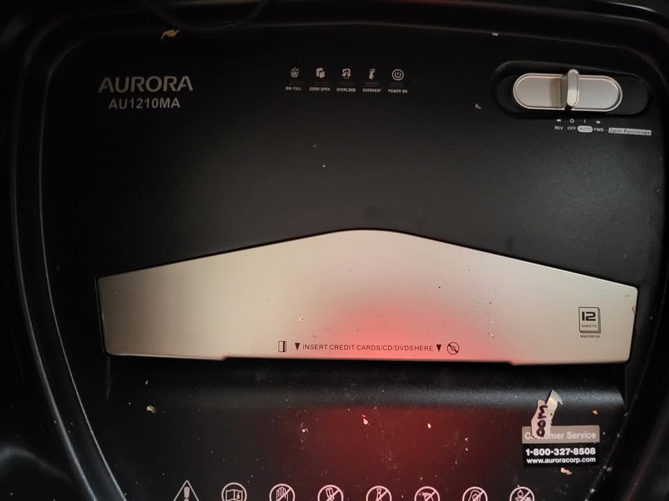 Aurora AU1210MA Professional Grade High Security 12-Sheet Micro-Cut Paper/CD and Credit Card/ 60 Minutes Continuous Run Time Shredder customer photo 2