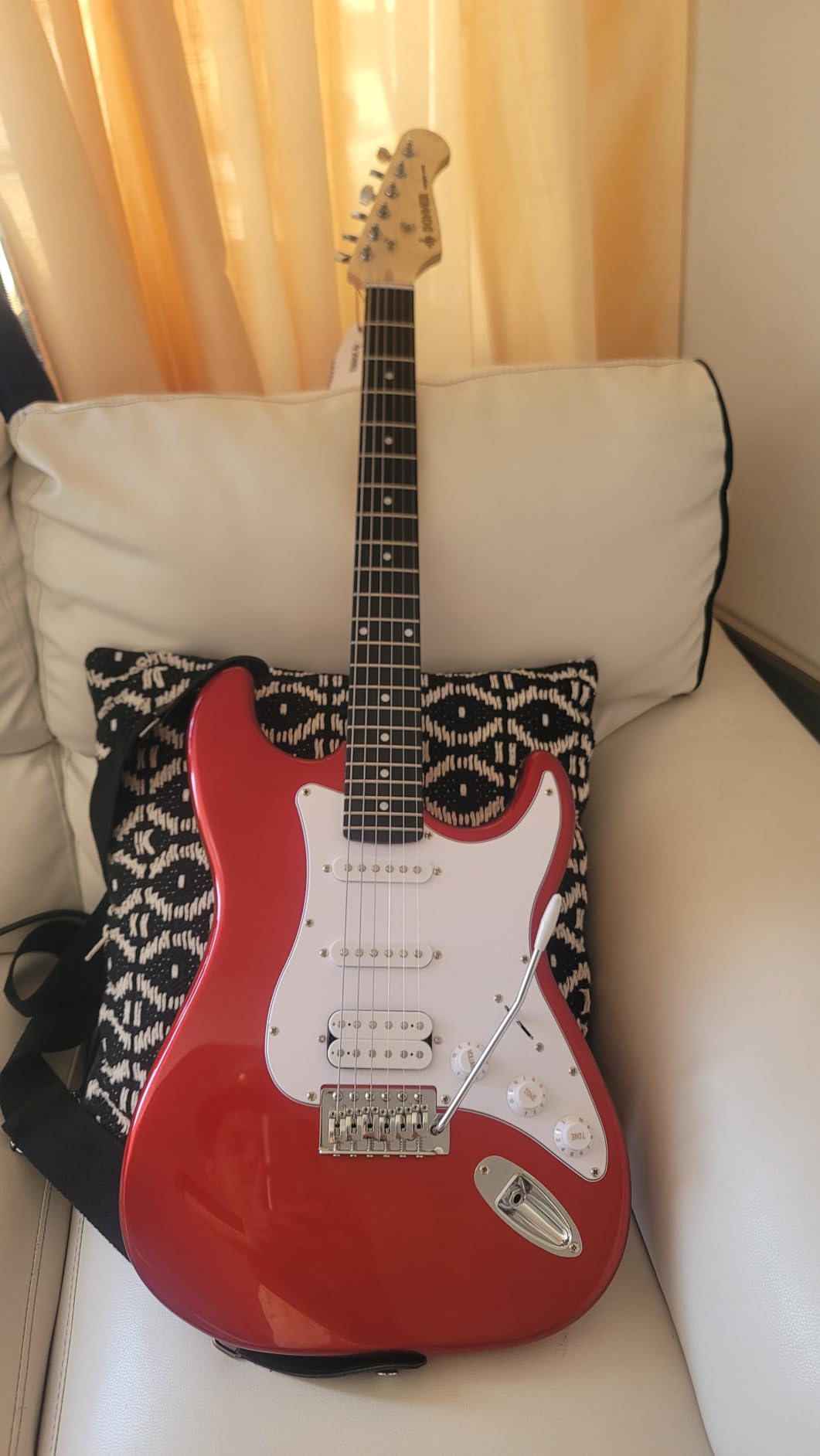 Donner DST-100S 39 Inch Full Size Electric Guitar Kit | Solid Body Sunburst, Beginner Starter, with Amplifier, Bag, Capo, Strap, String, Tuner, Cable, Picks customer photo 1