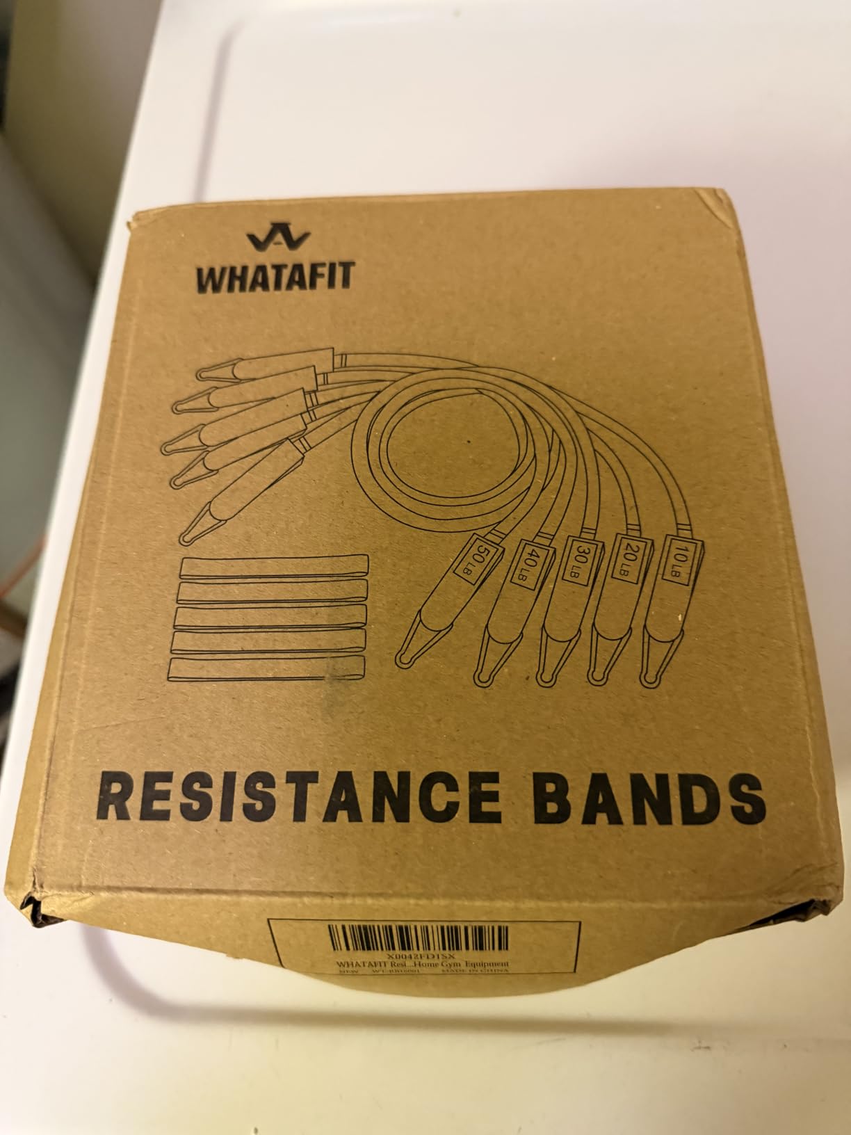 WHATAFIT Resistance Bands with Handles, 5-Level Exercise Bands for Workout | Natural latex,10-50 lbs, stackable to 150,Ankle Straps, Door Anchor,Guide. For Strength, Yoga,Home Gym,Travel & Workout. customer photo 1