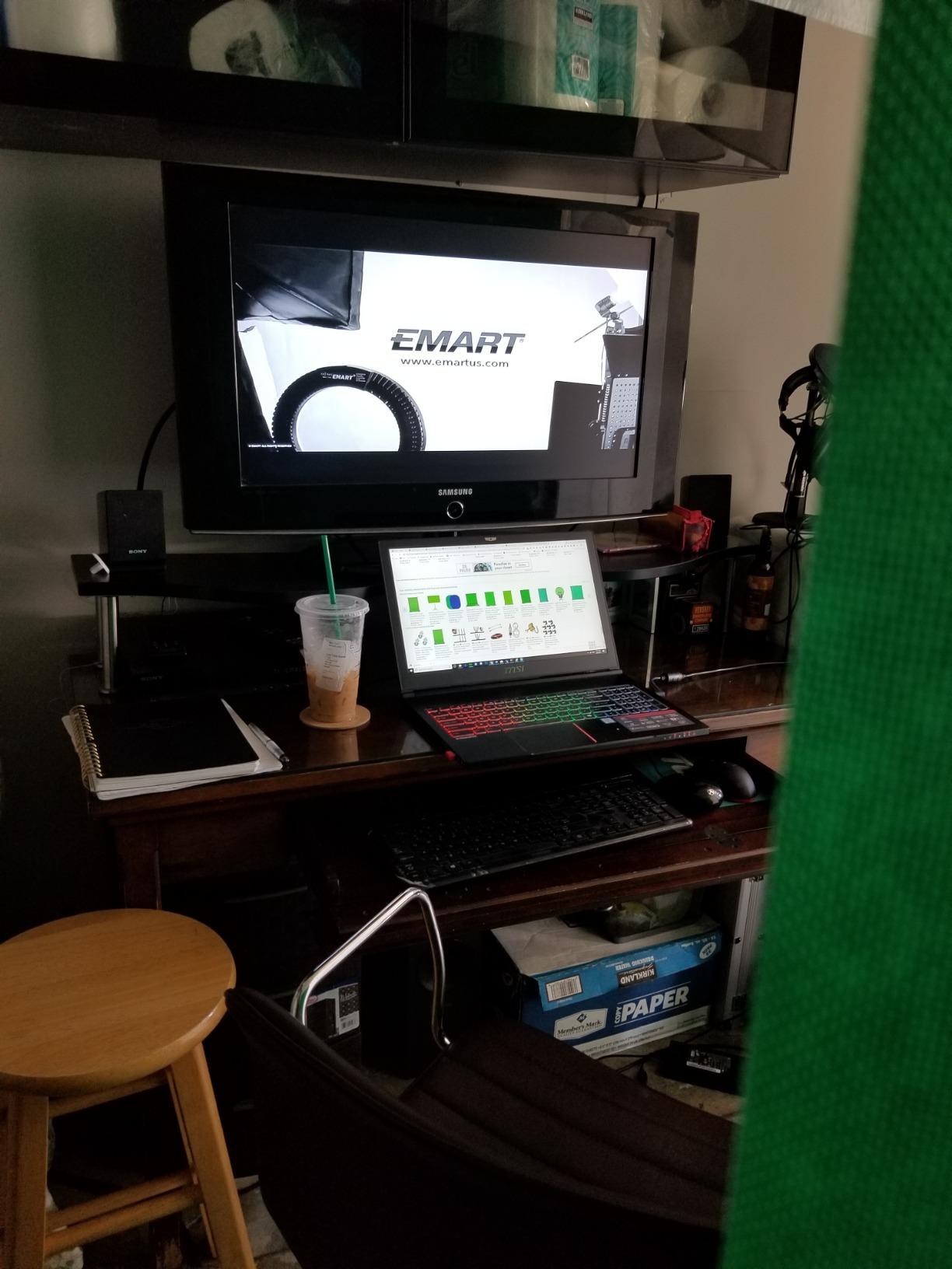 EMART Green Screen, 58x74in Collapsible Chroma Key Panel for Backdrop | Portable & Retractable Wrinkle-Resistant Backdrop with Stand for Background Removal, Streaming, Photographic Studio, TikTok customer photo 2