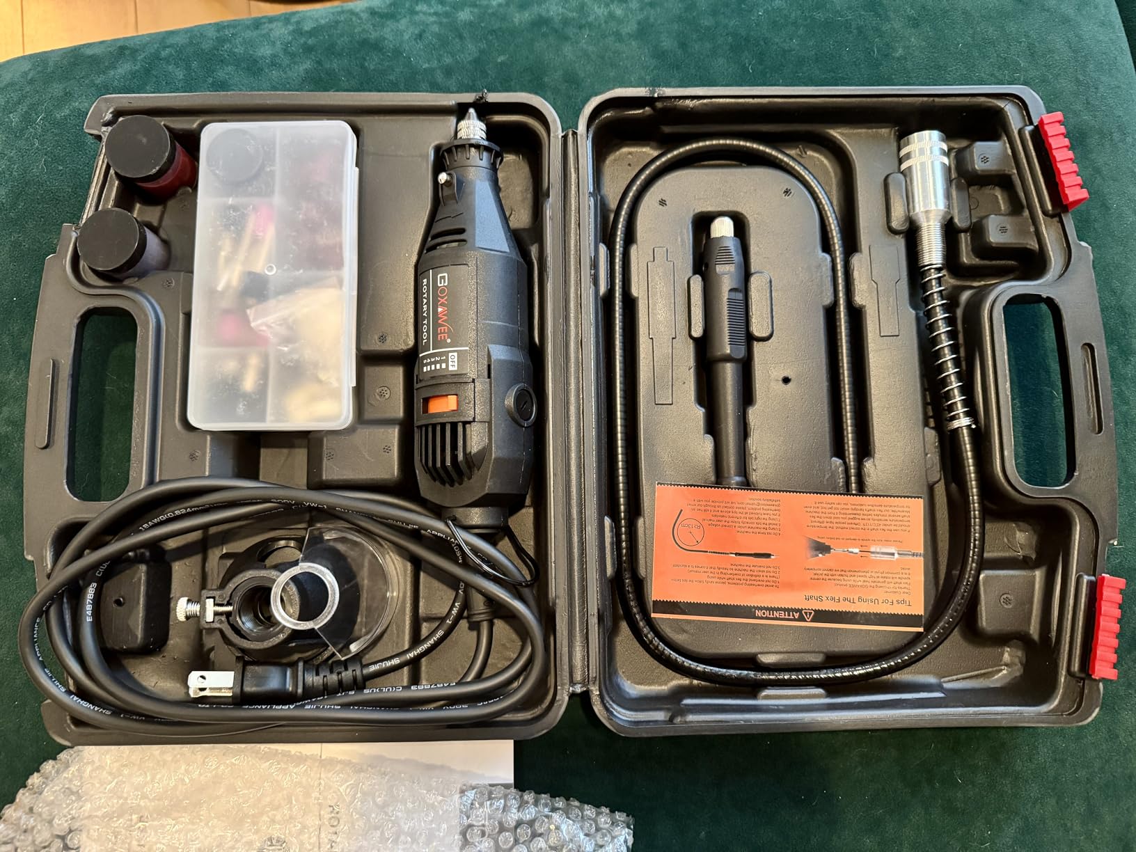 GOXAWEE Mini Rotary Tool Kit with Keyless Chuck & Flex Shaft -140Pcs, Black | Variable Speed Electric Grinder Set for Handmade Crafting Projects and DIY Creations customer photo 1