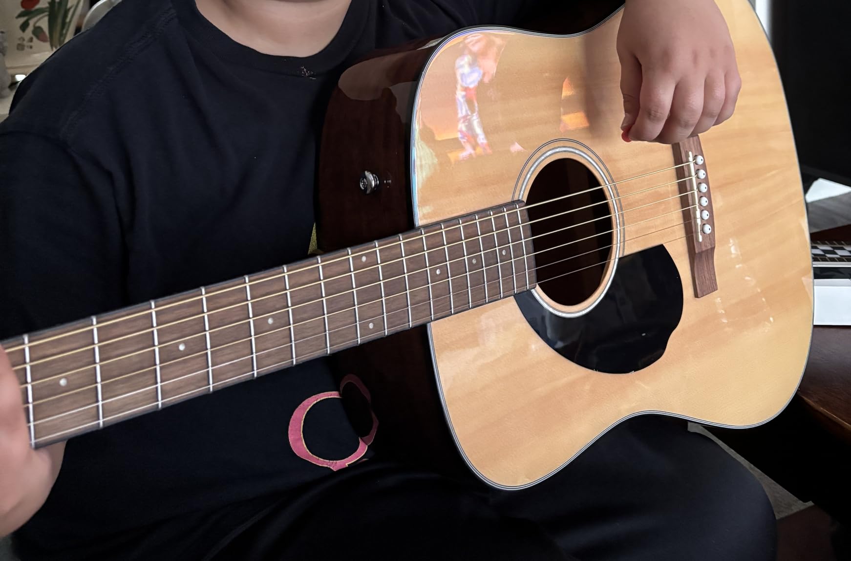 Fender Left-Handed Acoustic Guitar, CD-60S, with 2-Year Warranty, Dreadnought Classic Design with Rounded Walnut Fingerboard and Phosphor Bronze Strings, Glossed Natural Finish, Mahogany Construction | Dreadnought body, mahogany top, phosphor bronze strings, rounded walnut fingerboard, beginner-friendly, 2-year warranty customer photo 2