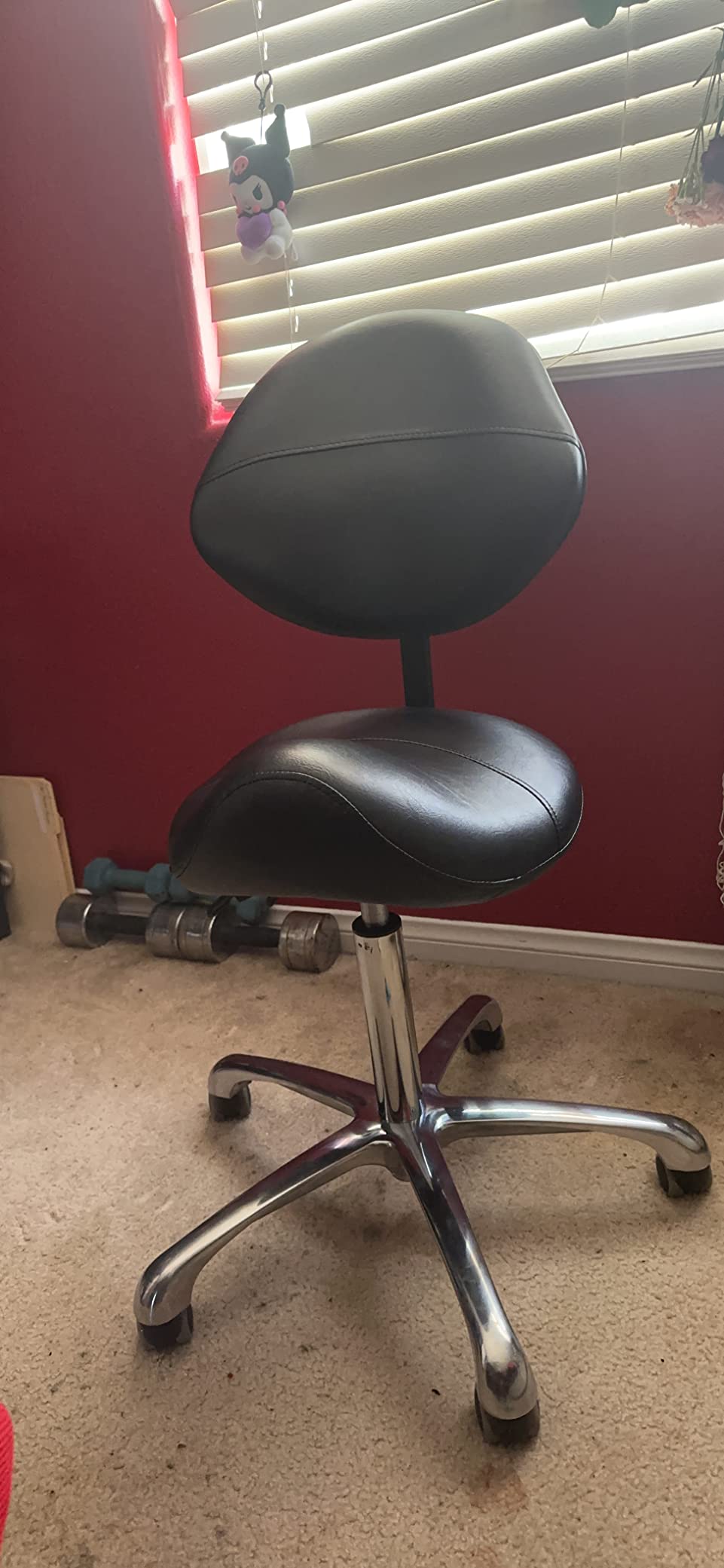 Grace&Grace Professional Saddle Stool Chair with Back Support, Rolling Saddle Ergonomic Stool Heavy Duty for Clinic Dentist Spa Massage Salons Studio (Black, Adjustable Back) customer photo 2