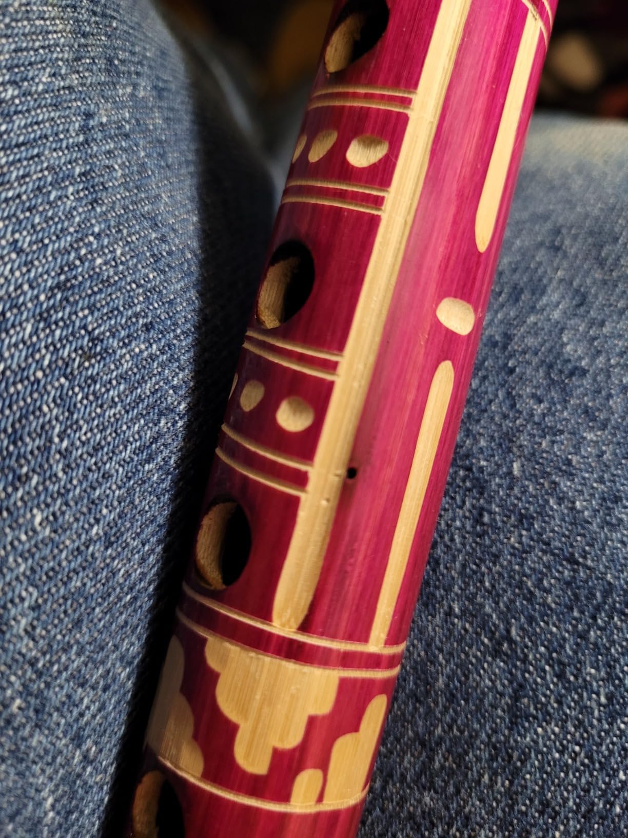 Spirit of Nature Handmade Bamboo Flute, Colorful Peruvian Wind Instrument with Hand Painted Nature Design, Recorder Style for Beginners (Large - Tan) customer photo 2