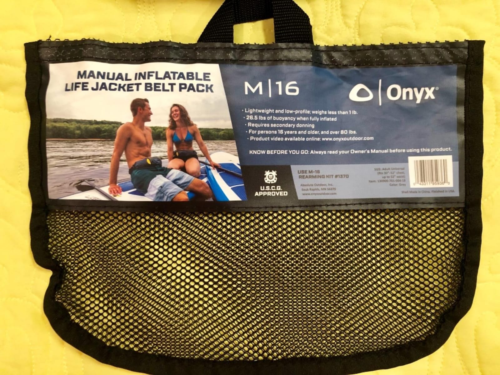 Onyx M-16 Manual Inflatable Belt Pack, U.S. Coast Guard Approved, Low Profile, Compact Design, Approved for Users 16 Years and Older; and Over 80 pounds customer photo 2