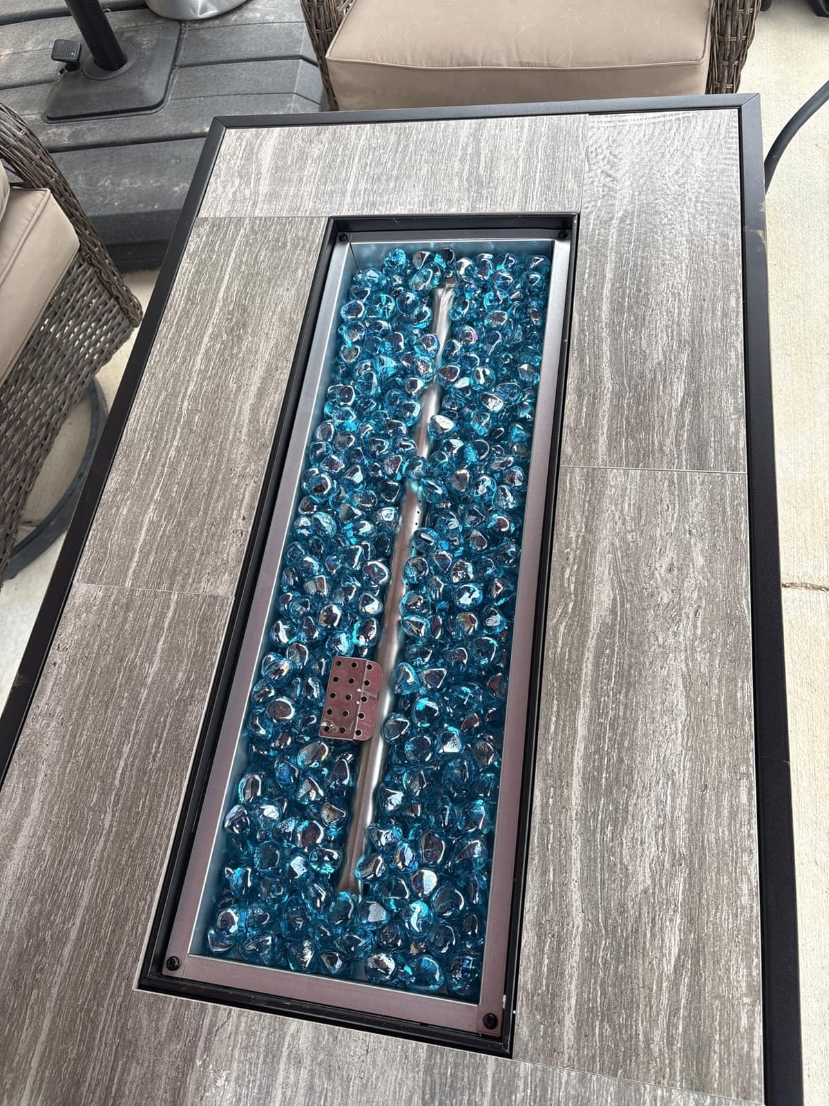 42 inch Propane Fire Pit Patio Outdoor Fire Pit Table Large Rectangular | Propane Fire Pit with Lid and Glass Rock for Patio, Backyard, Garden, Black customer photo 2