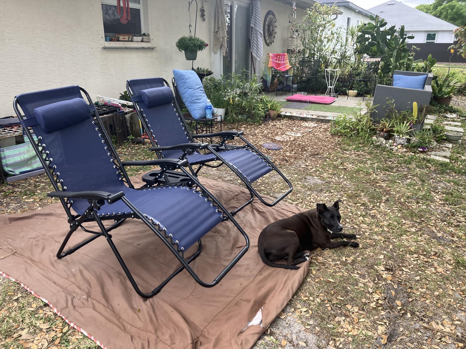 Homall Zero Gravity Chair Patio Folding Lawn Outdoor Lounge Gravity Camp Reclining Lounge Chair with Cup Holder Pillows for Poolside Backyard and Beach Set of 2 (Blue) customer photo 1