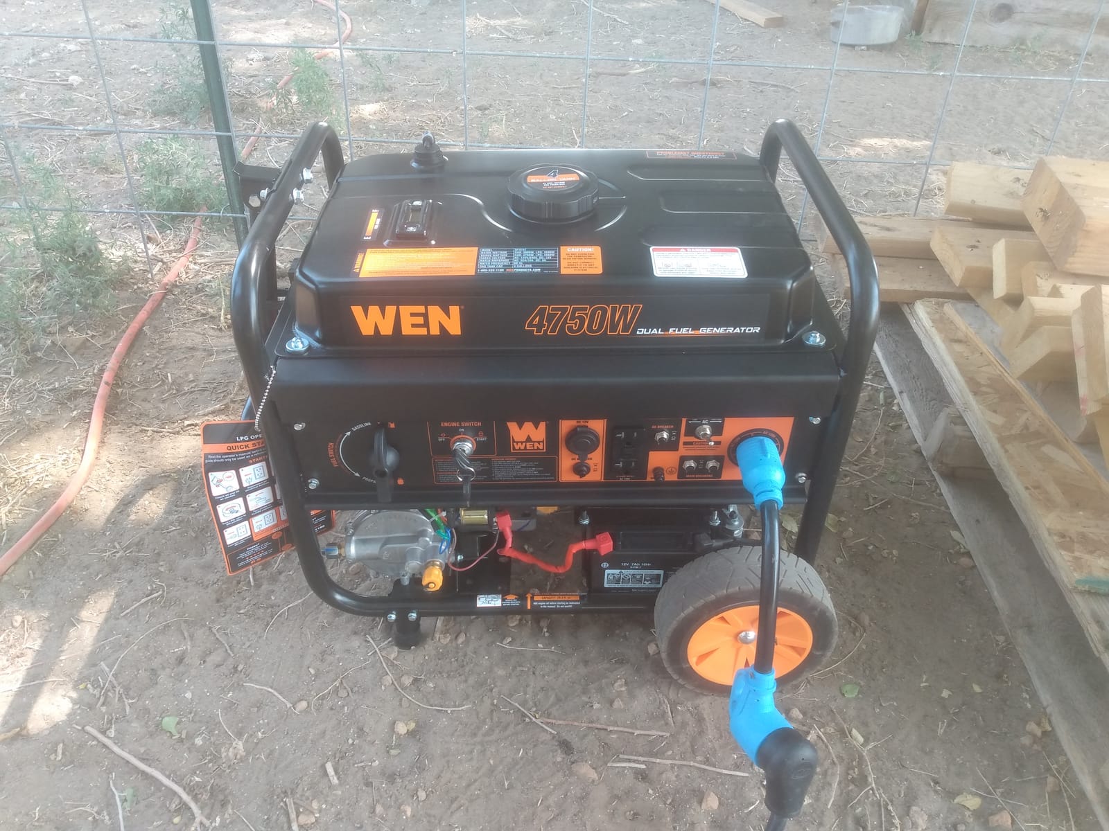 WEN 4,750-Watt 120V/240V Dual Fuel Portable Generator with Wheel Kit and Electric Start (DF475T) customer photo 2