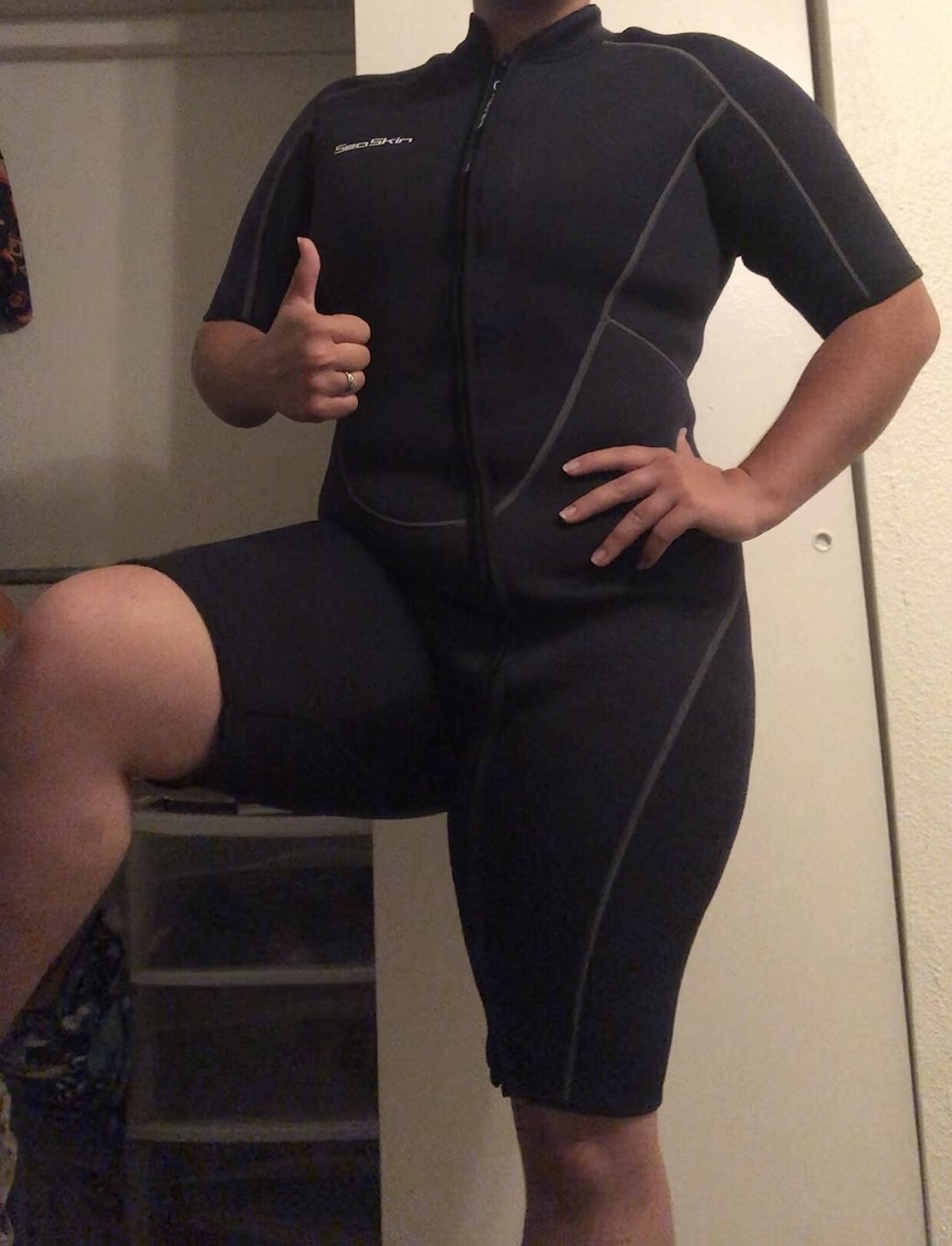 Seaskin Mens 3mm Shorty Wetsuit Womens, Full Body Diving Suit Front Zip customer photo 2