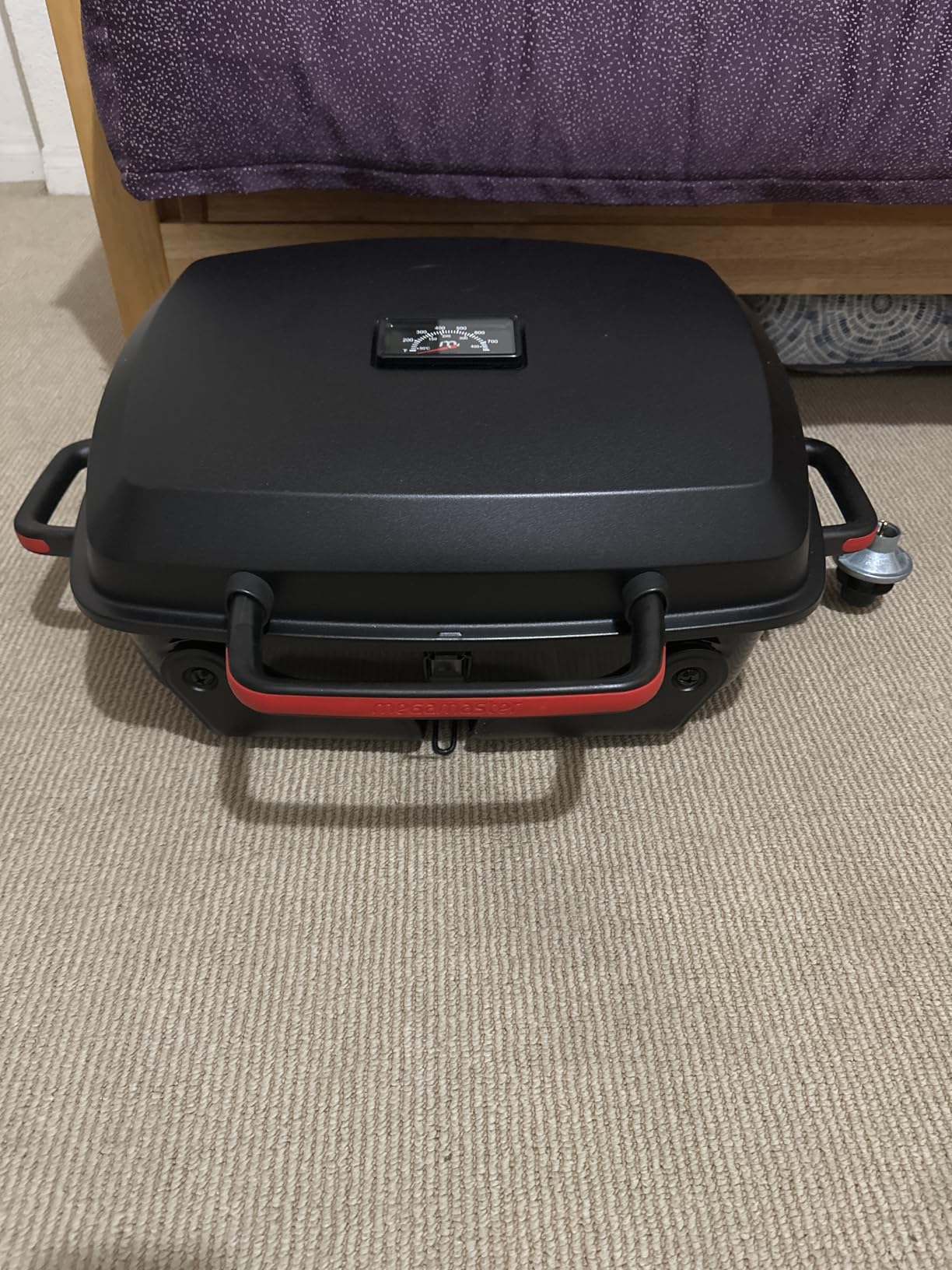 Megamaster Tabletop 1 Burner Gas Grill, Foldable Legs with Warming Rack | Offers 11000 BTU, Built-In Thermometer, Push Ignition, 360 Sq In Cooking Space, Uses 1 Lb Propane, For Camping & Tailgating customer photo 2