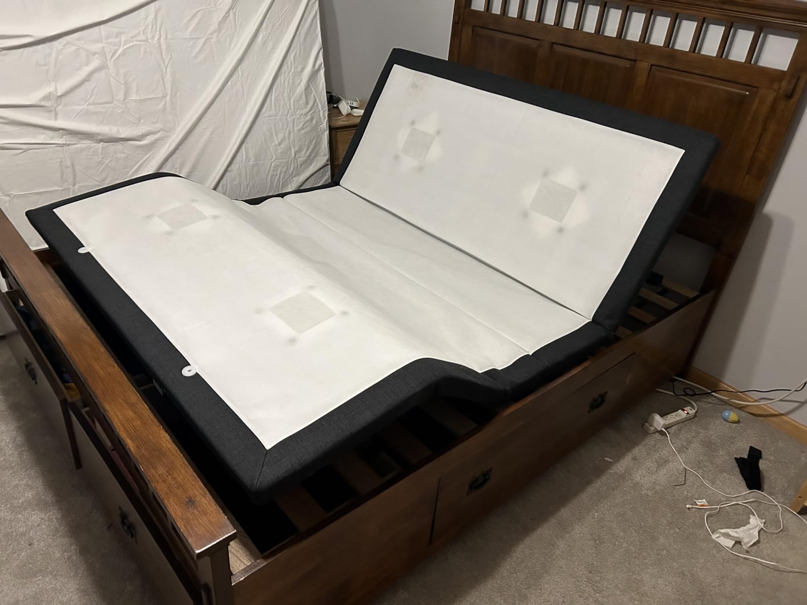 Blissful Nights z4 Adjustable Bed Frame for Storage Beds with Massage Anti-Snore, Zero G, USB Charging Station, Wireless Remote Head and Foot Incline and No Tools Required Assembly (Queen) customer photo 2