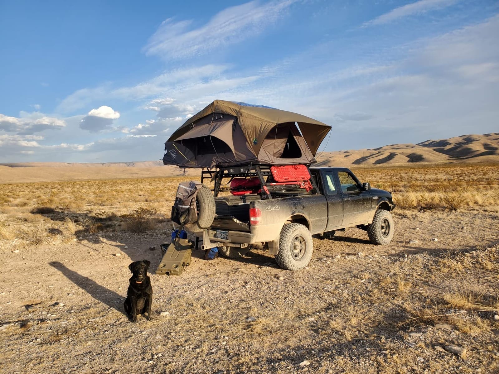 Overland Vehicle Systems HD Nomadic 3 Extended Soft Shell Roof Top Tent - Dark Gray Base with Green Rain Fly & Black 1000G PVC Travel Cover - Black Aluminum Base customer photo 1