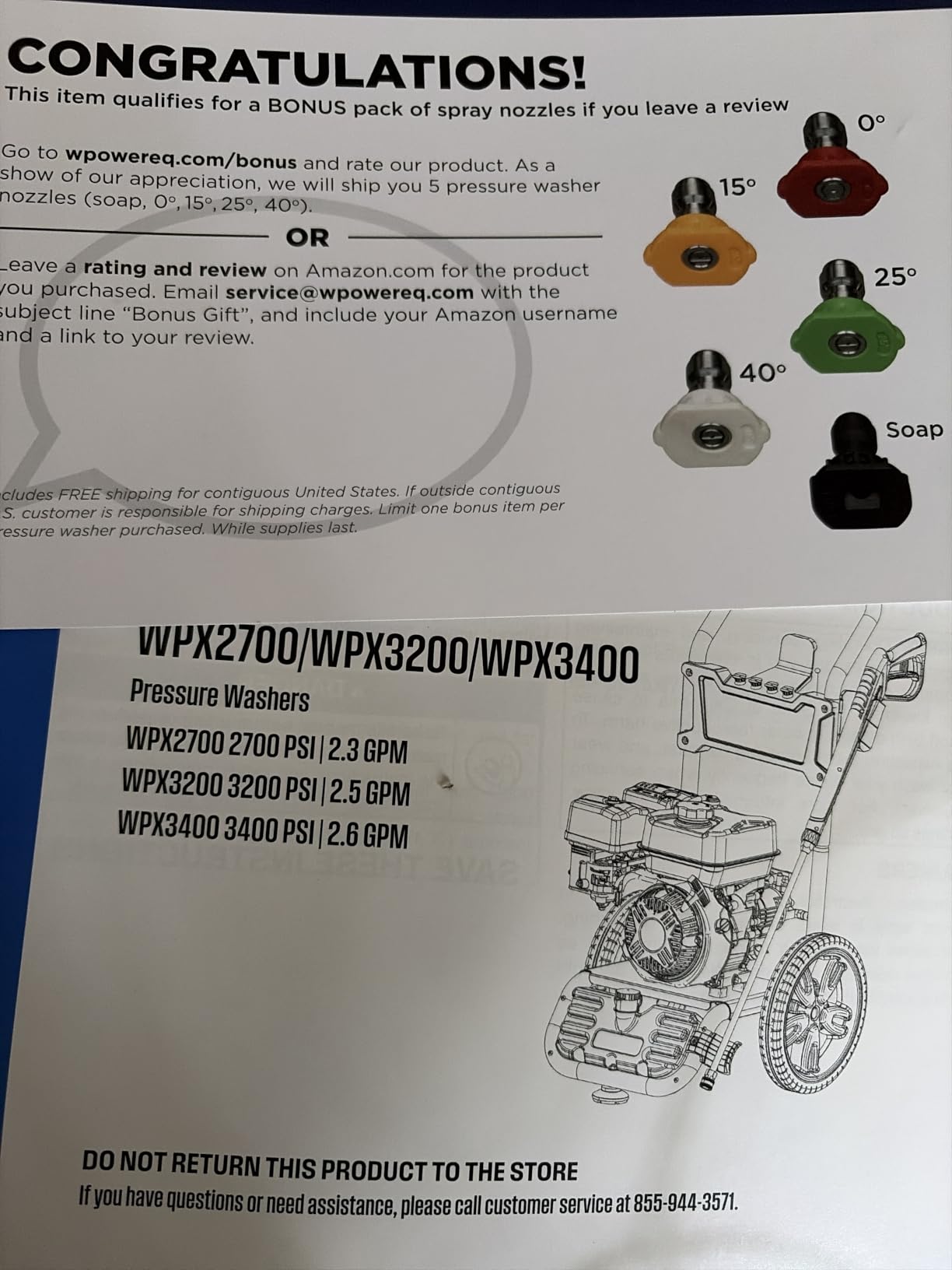 Westinghouse WPX3200 Gas Pressure Washer, 3200 PSI and 2.5 GPM, Onboard Soap Tank, Spray Gun and Wand, 5 Nozzle Set, for Cars/Fences/Driveways/Homes/Patios/Furniture customer photo 2
