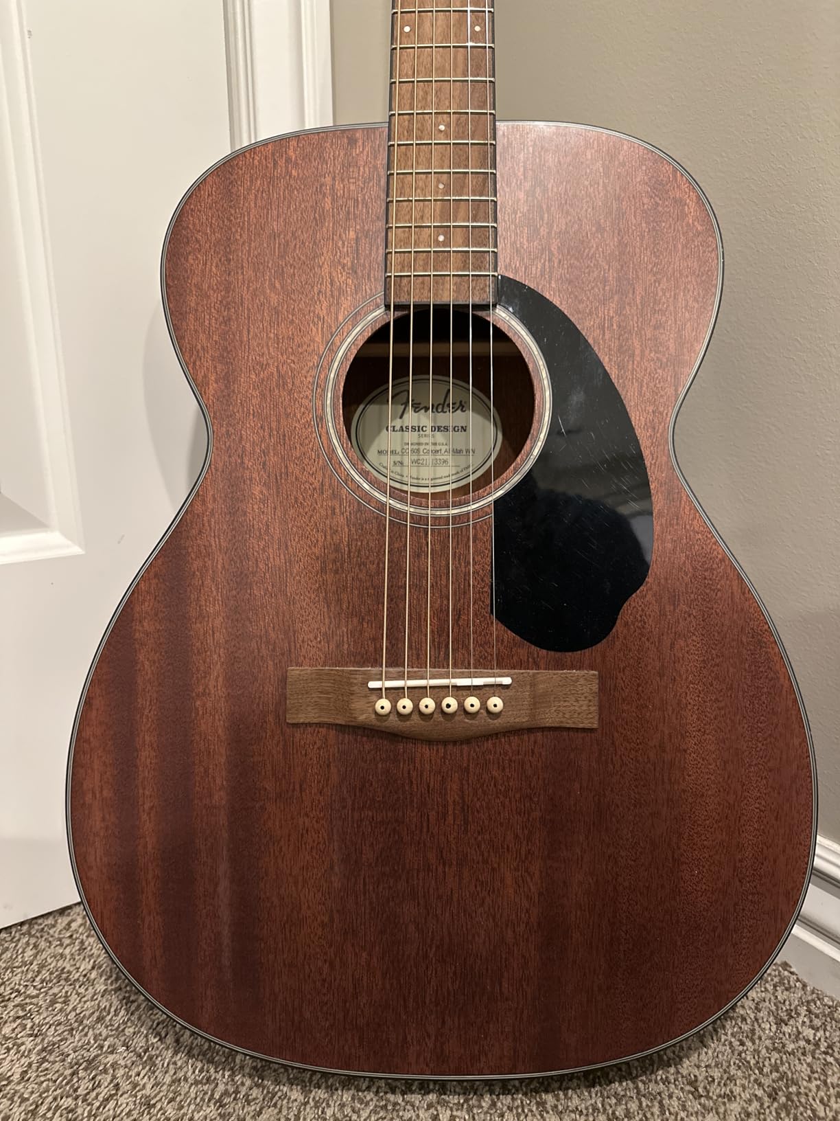 Fender CC-60S All-Mahogany Concert Acoustic Guitar, Natural | Beginner acoustic guitar, all-mahogany body, warm tone, concert size, easy playability, great for adults, under $200 customer photo 1