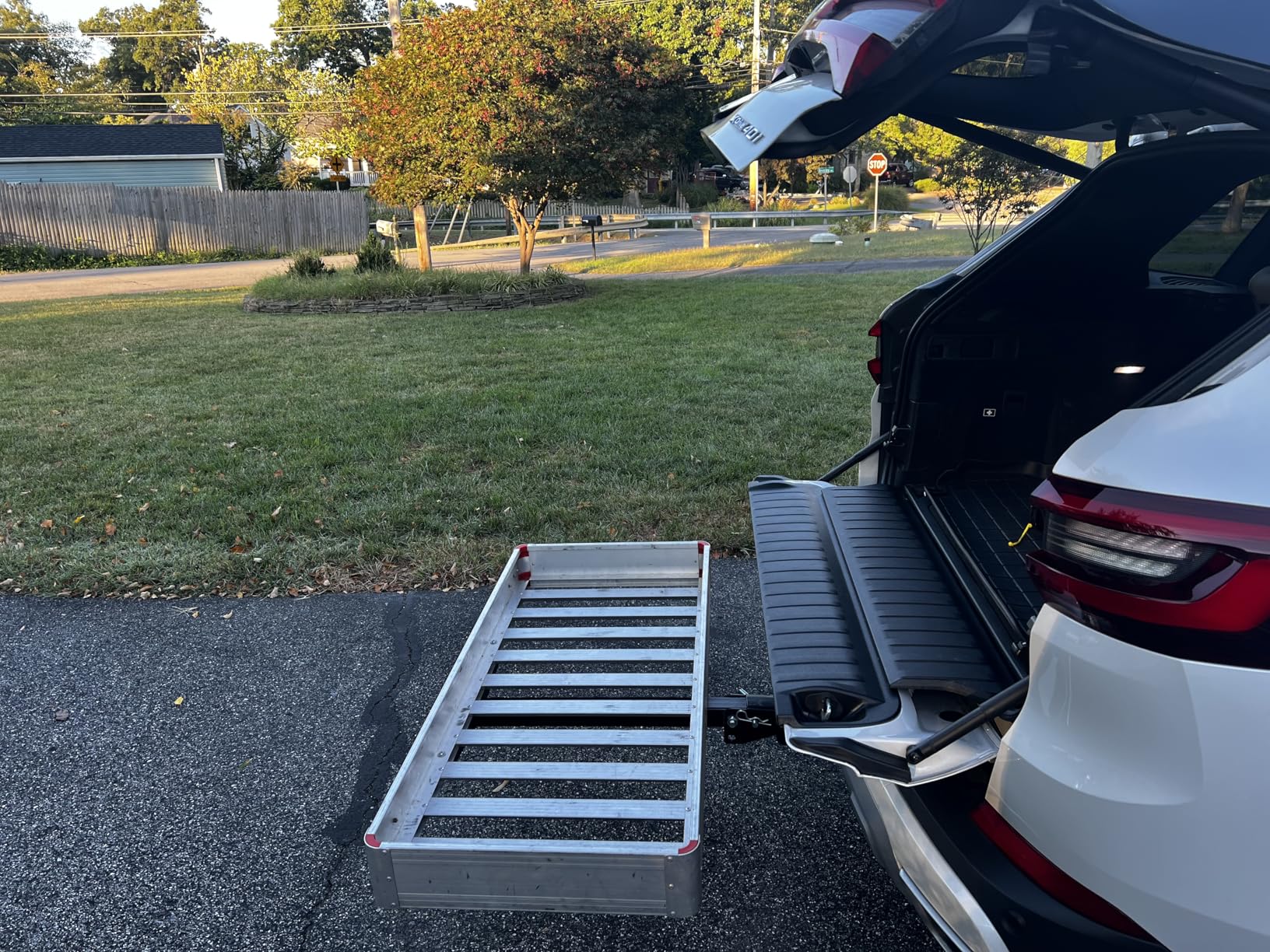 MaxxHaul 50149 500-lb Capacity 50 inch x 22 inch Hitch Mount Premium Folding Aluminum Cargo Carrier Rack Basket with High Side Rails and Reflector Lens for Added Safety customer photo 1