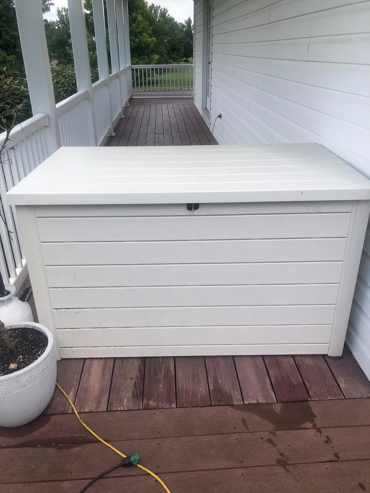 Keter XXL 230 Gallon Deck Storage Box Outdoor Patio Container, White customer photo 1