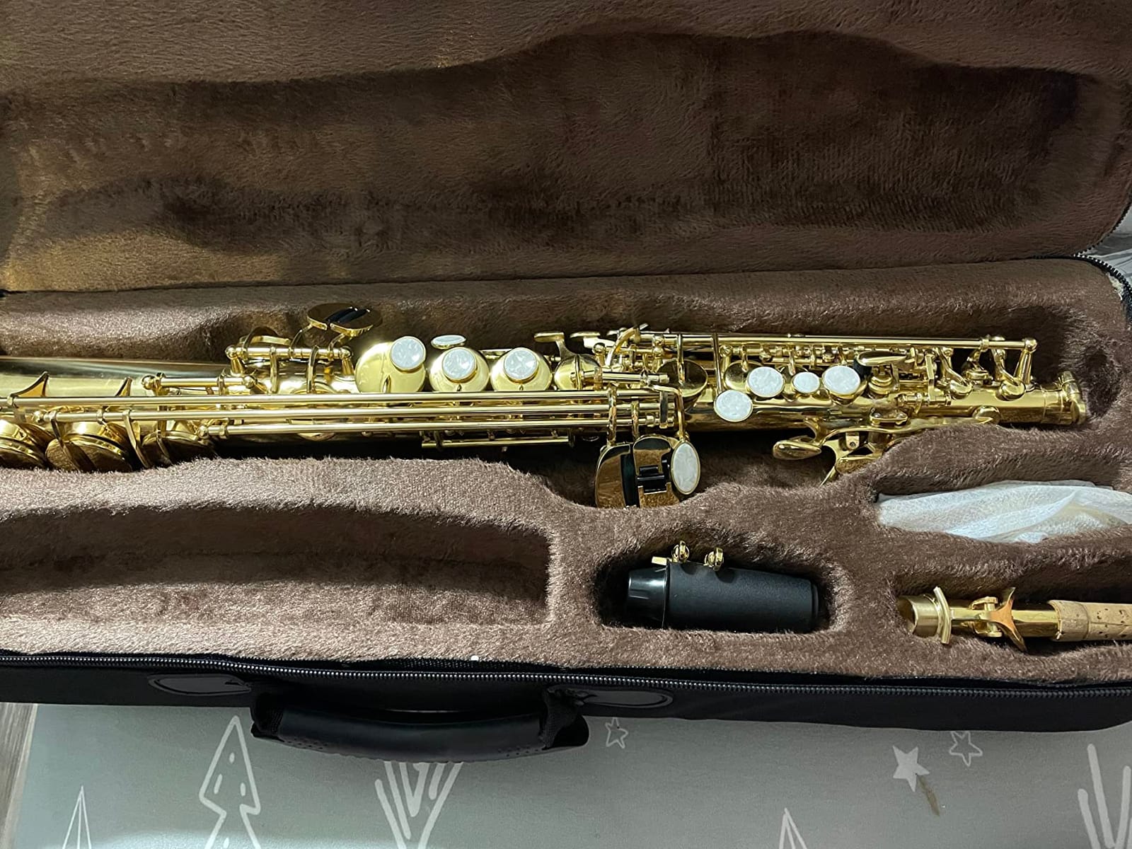 EASTROCK Bb Straight Soprano Saxophone Golden for Beginners Students customer photo 2