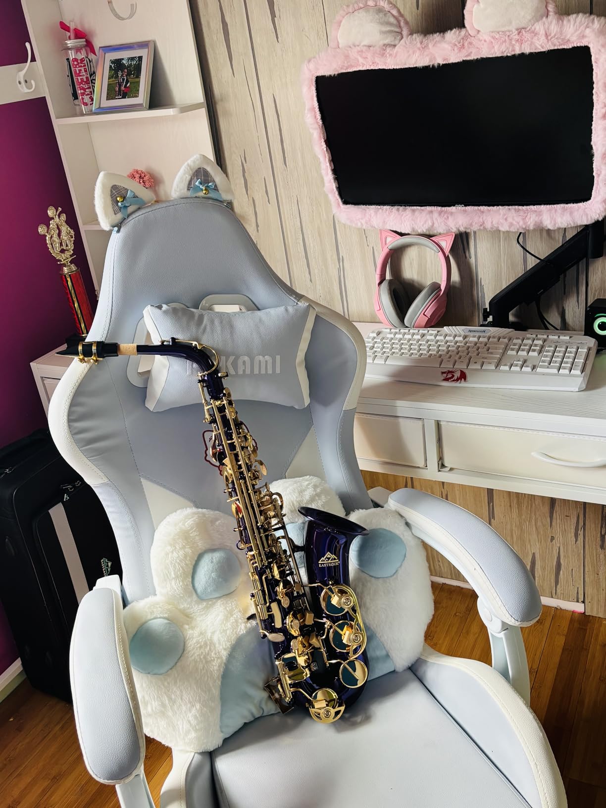 EASTROCK Beginner Alto Saxophone Gold E Flat Full Kit for Students with Carrying Case, Mouthpiece, Cleaning Kit, White Gloves, Neck Strap customer photo 1