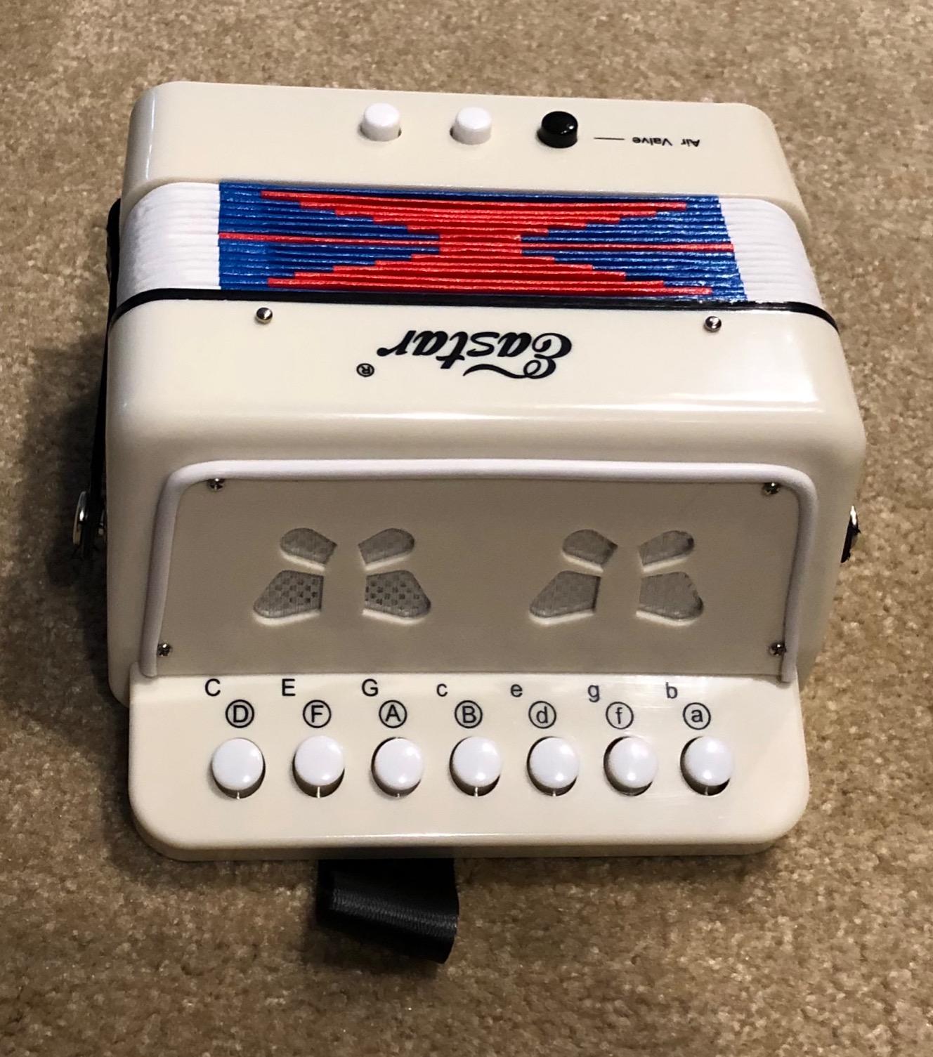 Eastar Kids Accordion Toy Accordion Mini Musical Instruments 10 Keys Button for Children Kids Toddlers Beginners (White) customer photo 1