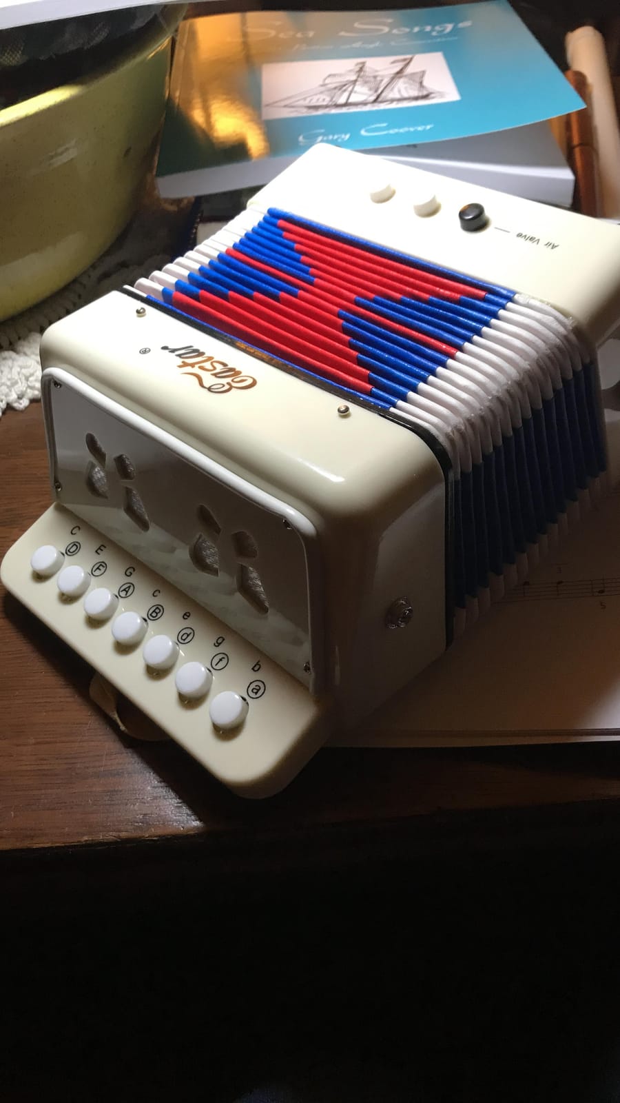 Eastar Kids Accordion Toy Accordion Mini Musical Instruments 10 Keys Button for Children Kids Toddlers Beginners (White) customer photo 2