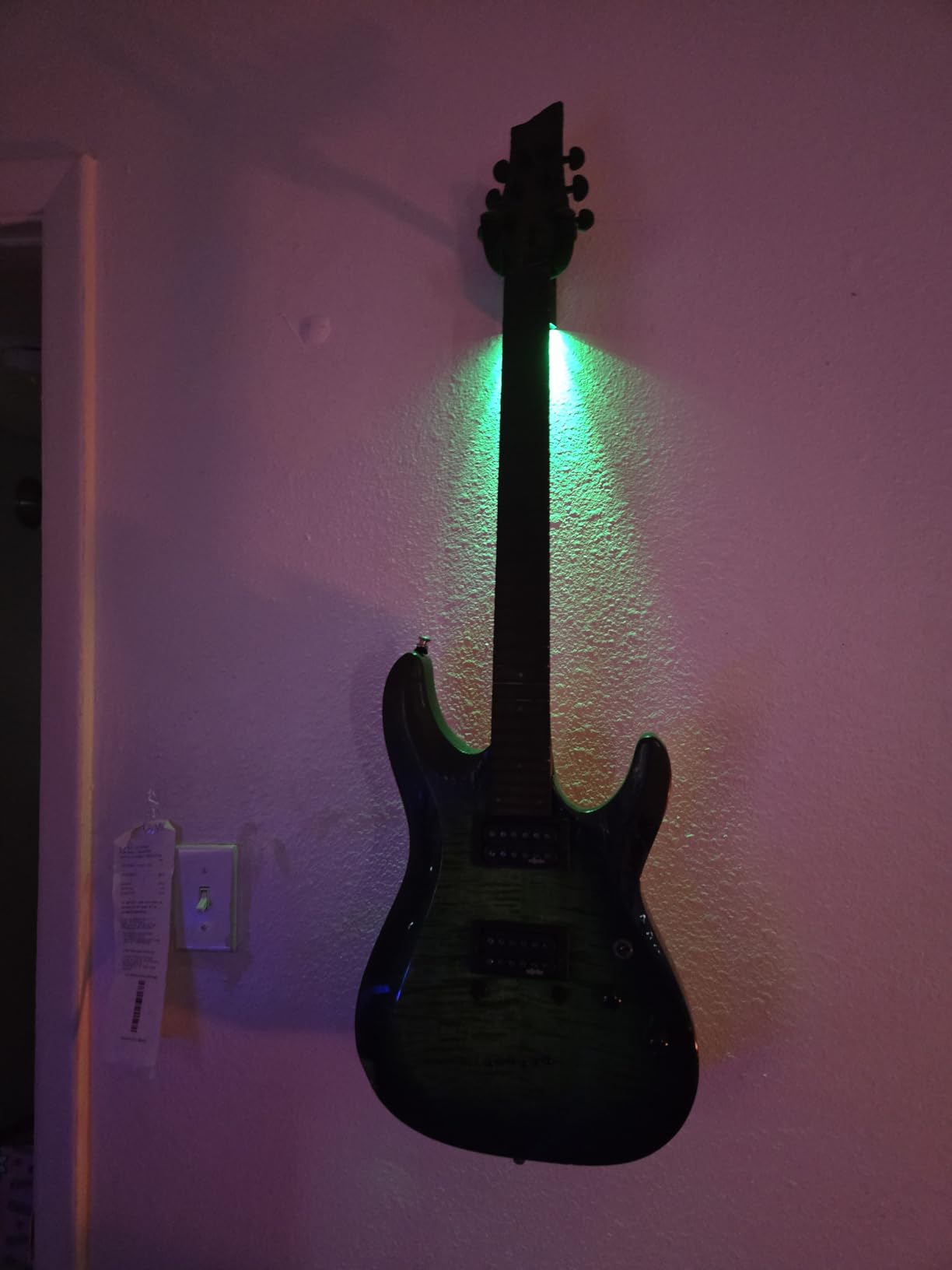 MuzicLight 5 Color LED Guitar Wall Mount. Perfect for Home Studios, Bedroom setups, Music Rooms, and Guitarist Decor. customer photo 1