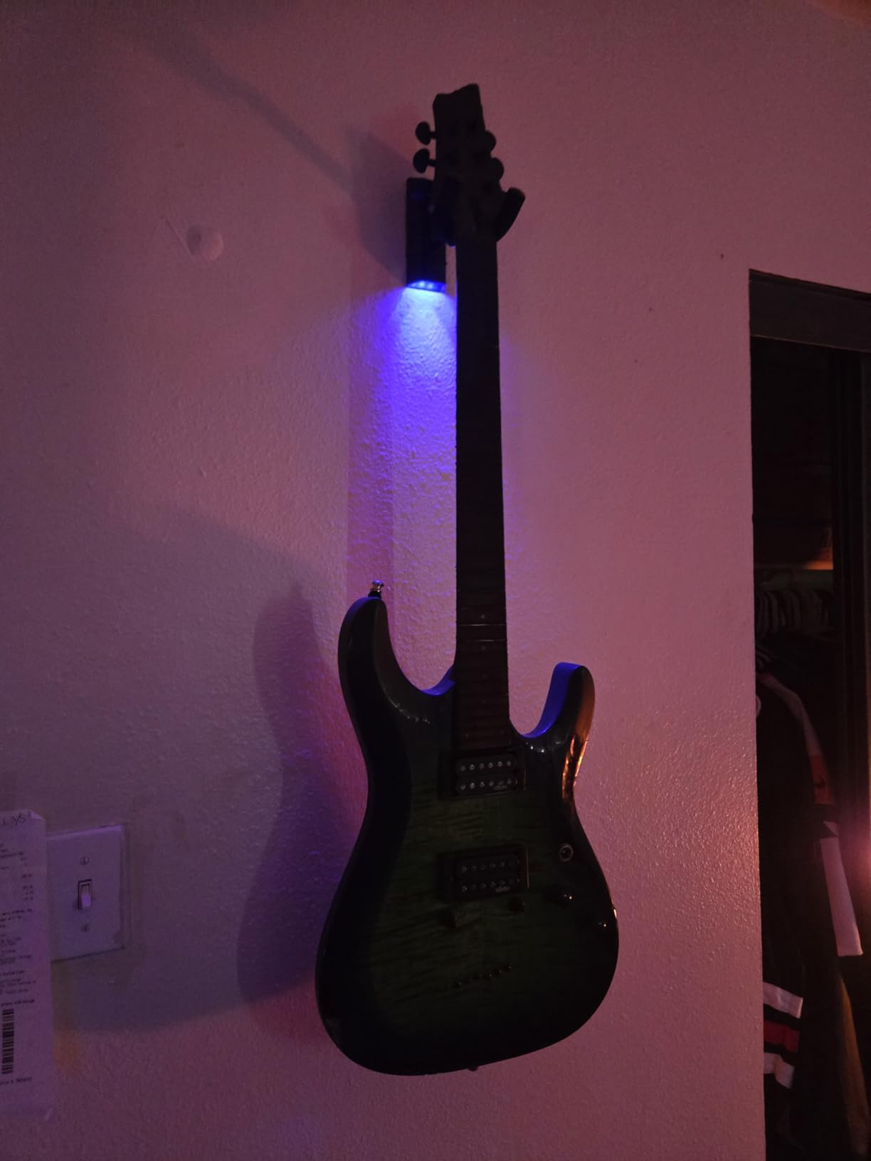 MuzicLight 5 Color LED Guitar Wall Mount. Perfect for Home Studios, Bedroom setups, Music Rooms, and Guitarist Decor. customer photo 2