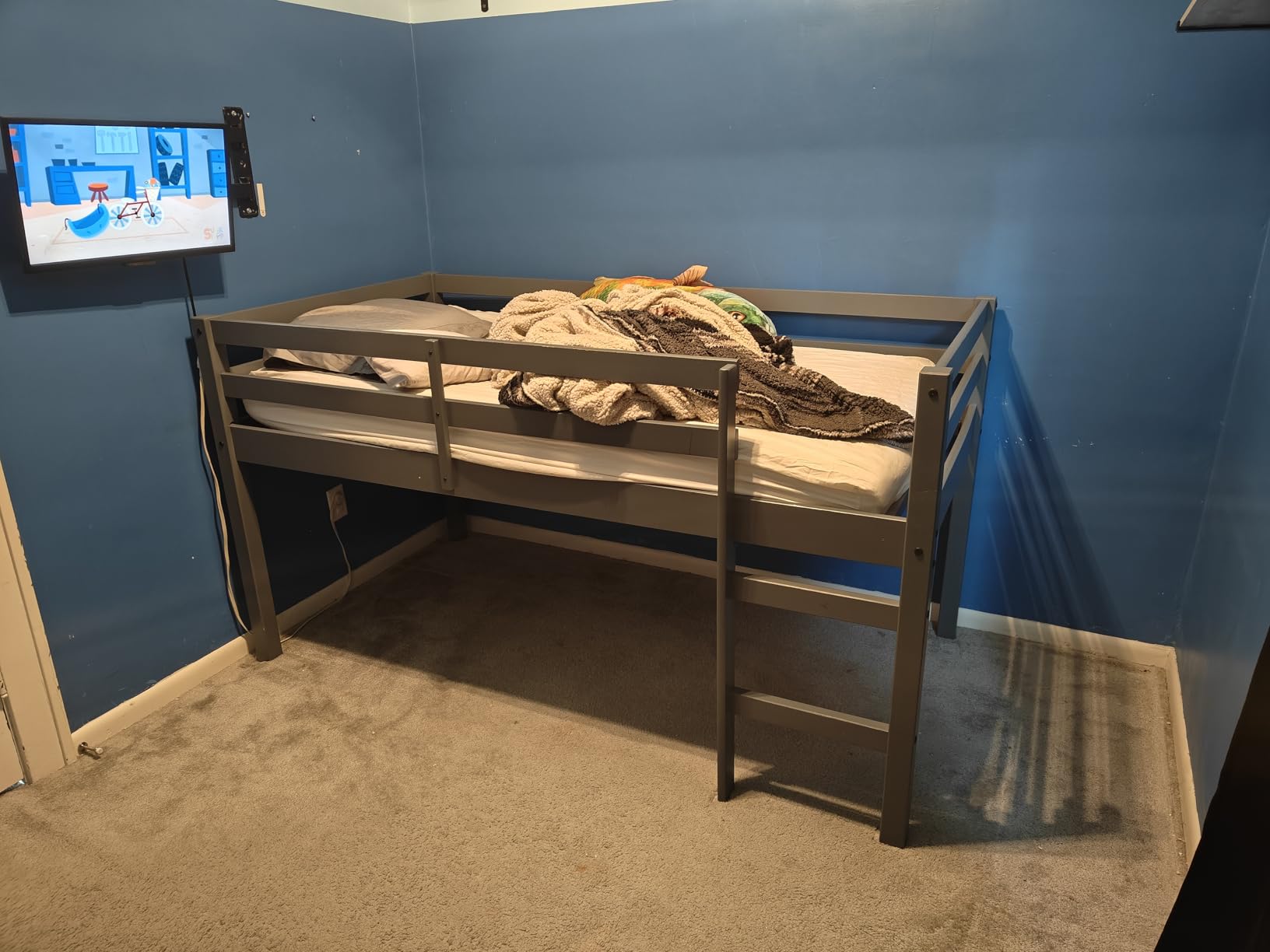 DHP Milton Twin Loft Bed with Safety Guard Rail, Black, Space Saving Junior Size, Pine Wood customer photo 1