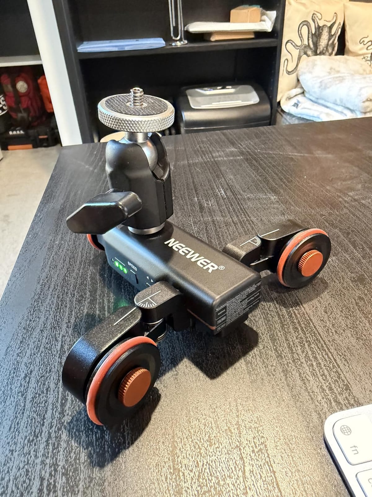 NEEWER 3 Wheels Wireless Video Camera Dolly, 3 Speed Motorized Slider | Electric Track Rail Dolly Car, Remote Control, Compatible with DSLR Camera Camcorder GoPro iPhone and Android Smartphone customer photo 1