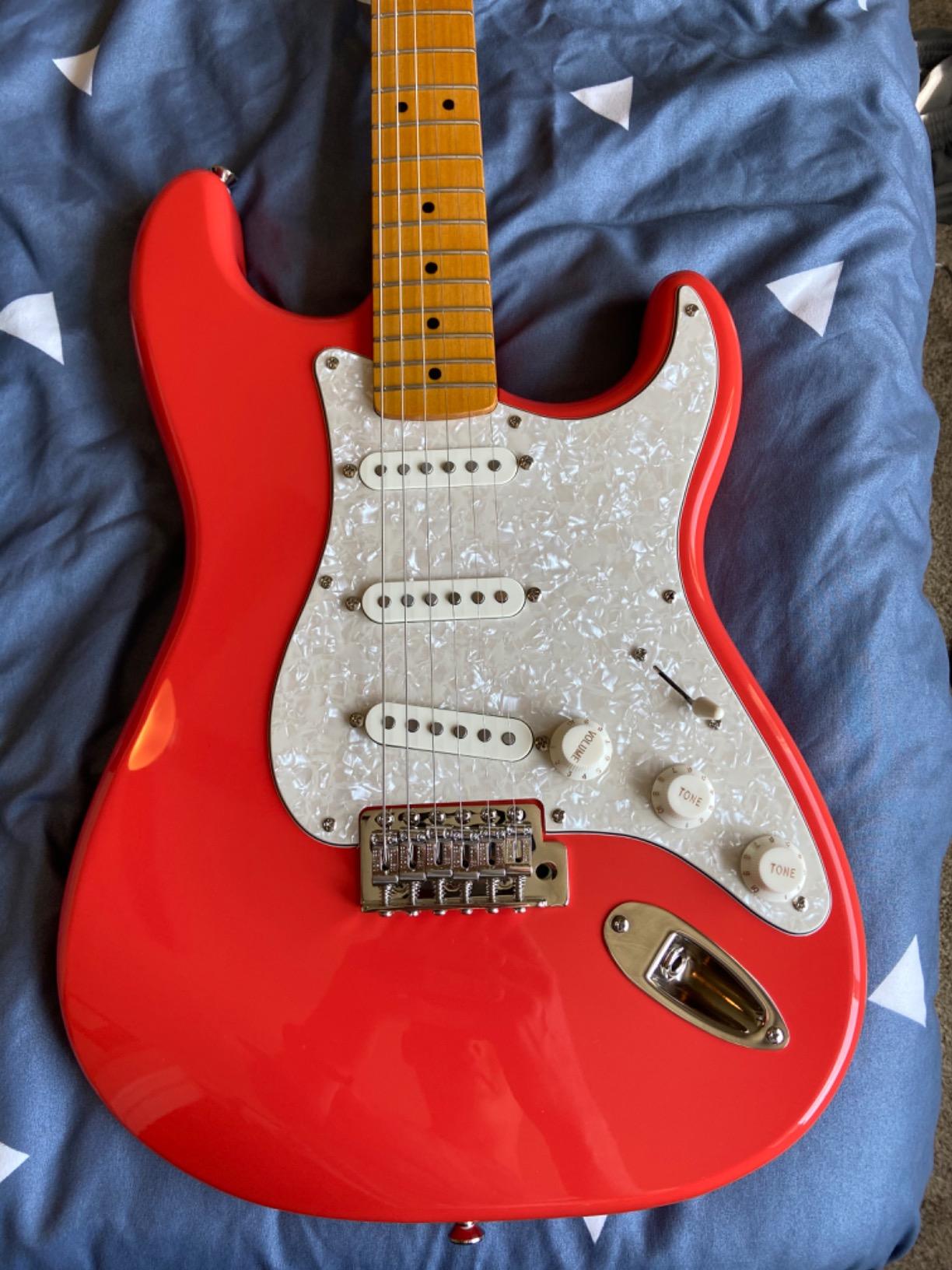 Squier Classic Vibe 60s Stratocaster Electric Guitar, Candy Apple Red | Beginner to intermediate electric guitar, vintage 60s Strat tone, laurel fingerboard, 2-year warranty, Fender pickups customer photo 1