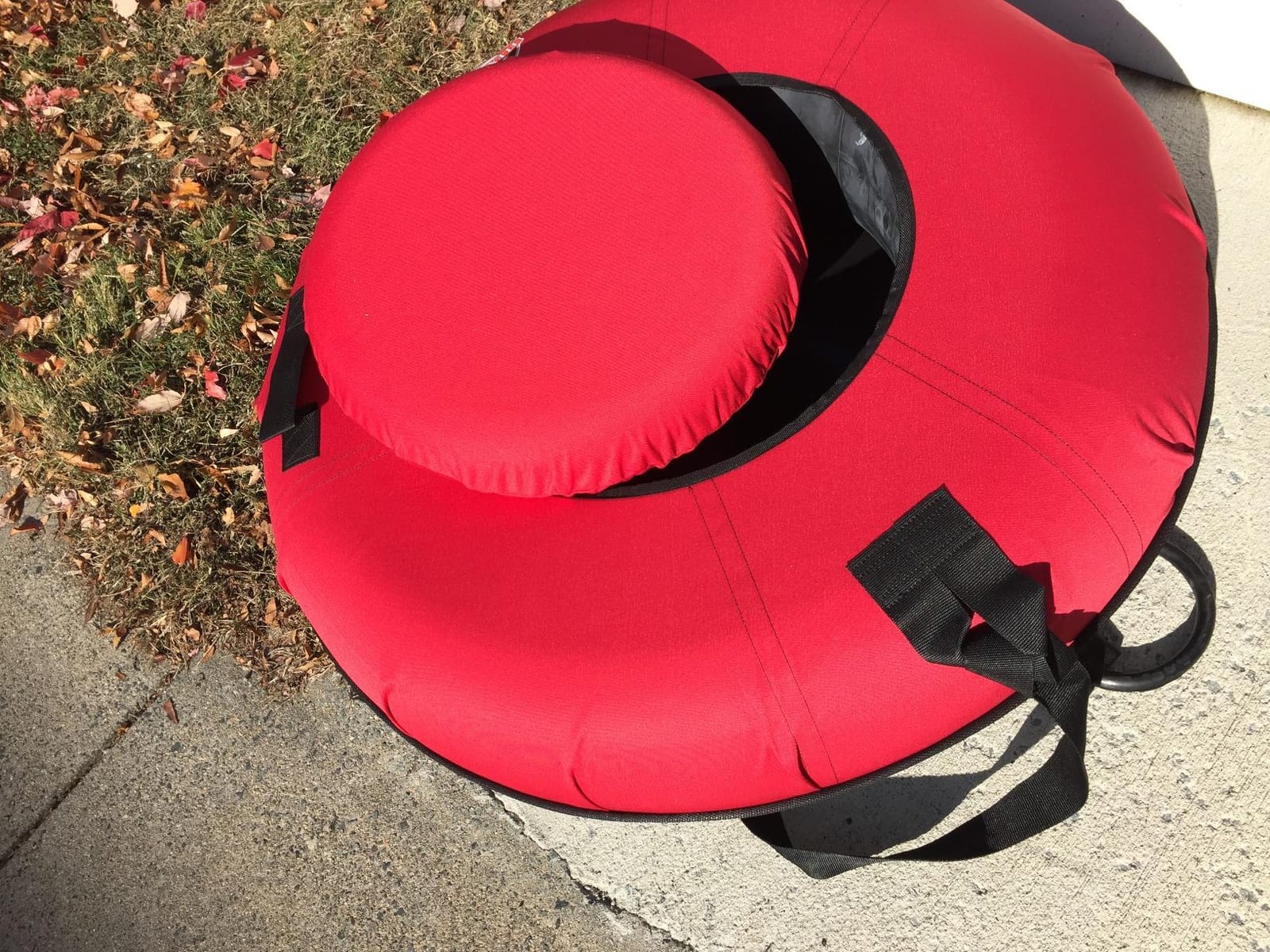Flexible Flyer Heavy-Duty Commercial Grade Winter Snow Tube - Hard Plastic Bottom Inflatable Adult Sled with Commercial Strength Pull Strap and Additional Insert for Bump Protection, 42