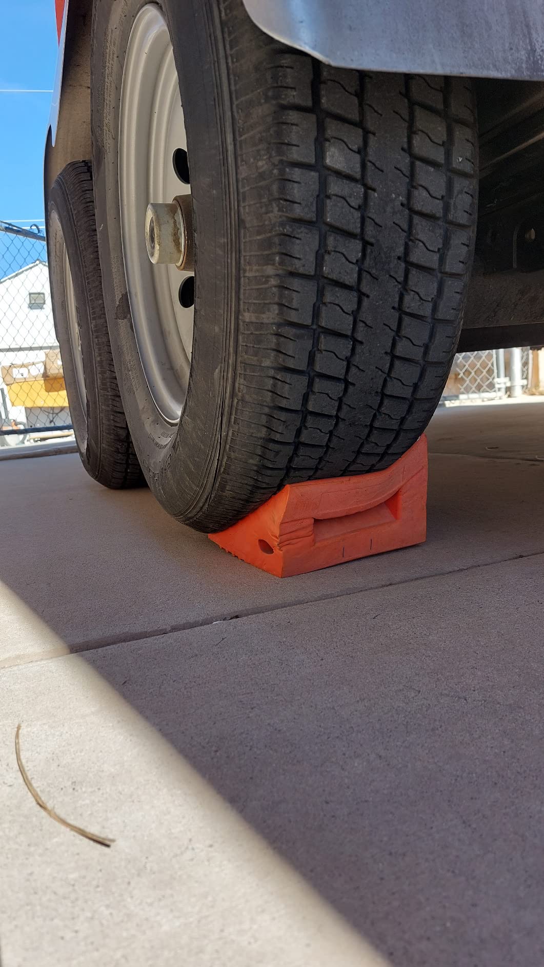 SECURITYMAN Heavy Duty Wheel Chocks (2 Pack) - Durable, Non-Slip, Solid Rubber Wheel Chocks for Boat Trailers, RV, Truck, Camper - Perfect on All Surfaces and in All Weather - Orange customer photo 1