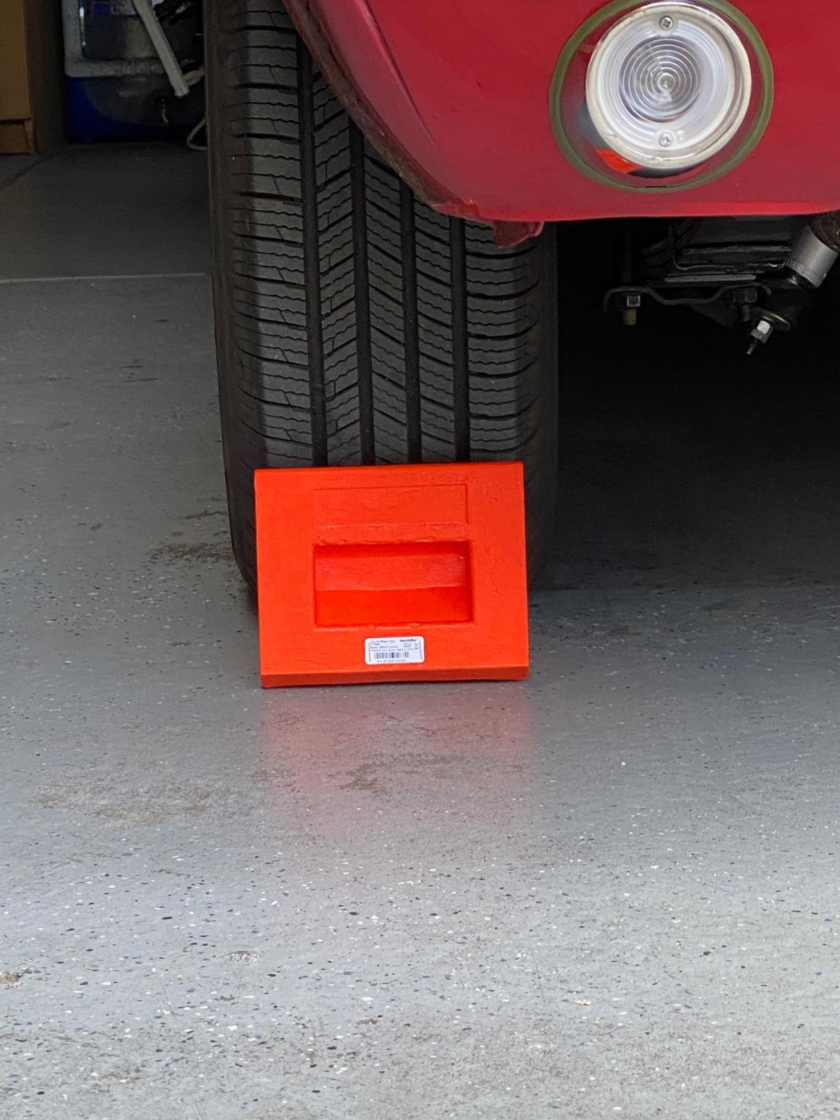 SECURITYMAN Heavy Duty Wheel Chocks (2 Pack) - Durable, Non-Slip, Solid Rubber Wheel Chocks for Boat Trailers, RV, Truck, Camper - Perfect on All Surfaces and in All Weather - Orange customer photo 2